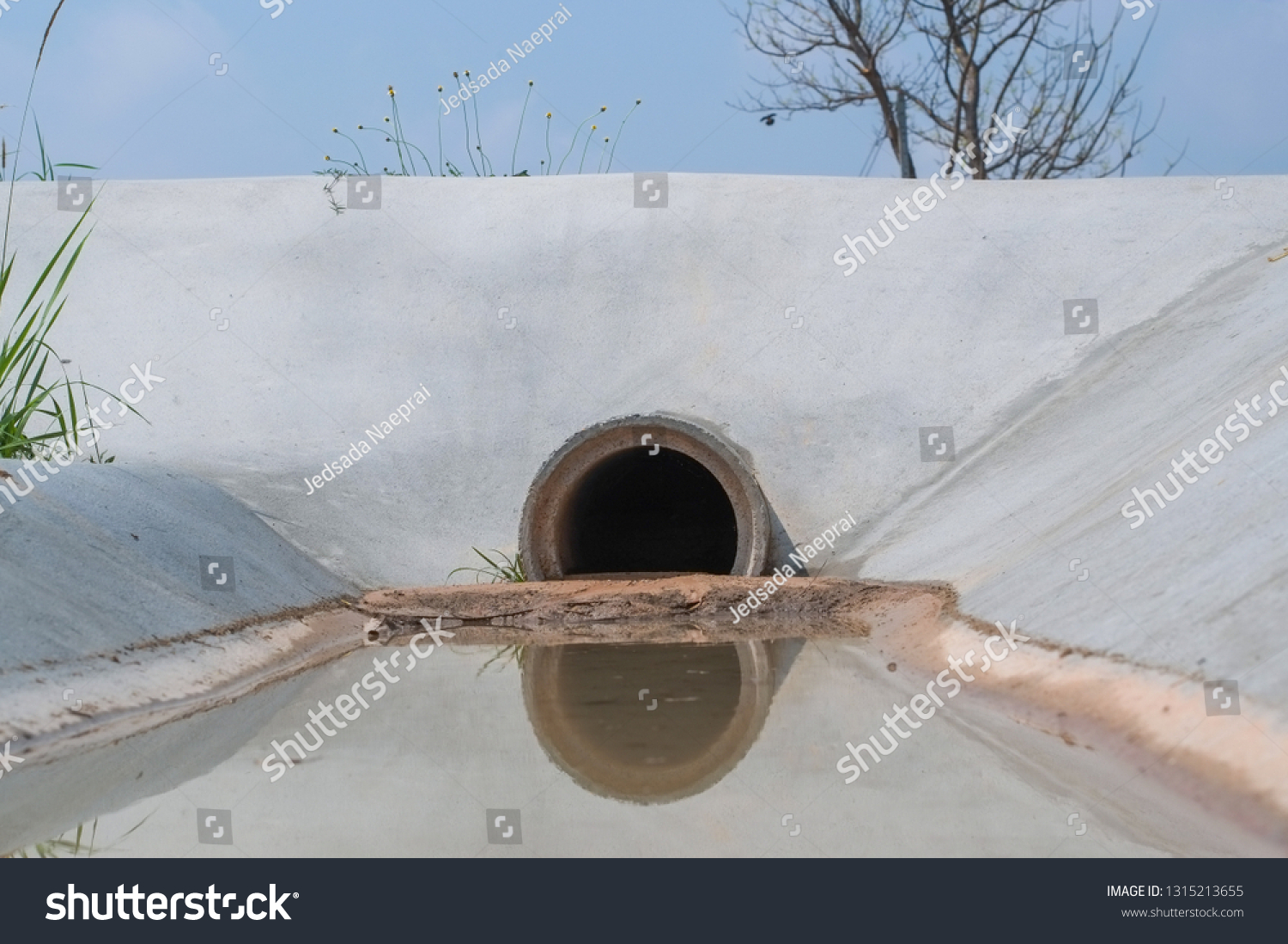 Drain Made Cement Soil Blocking Flow Stock Photo 1315213655 Shutterstock