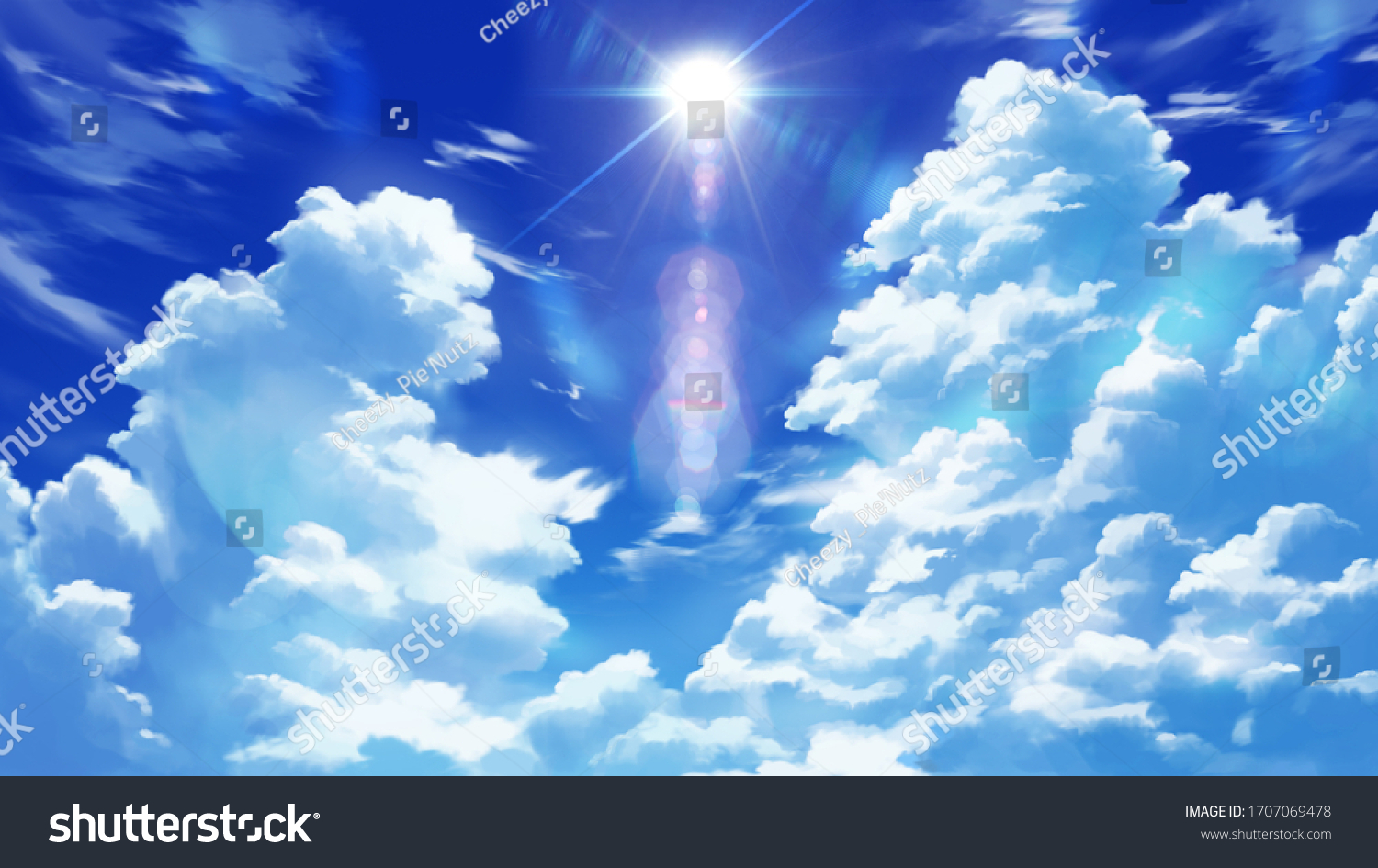 ドラマチックなアニメ雲壁紙イラスト背景 のイラスト素材 Shutterstock