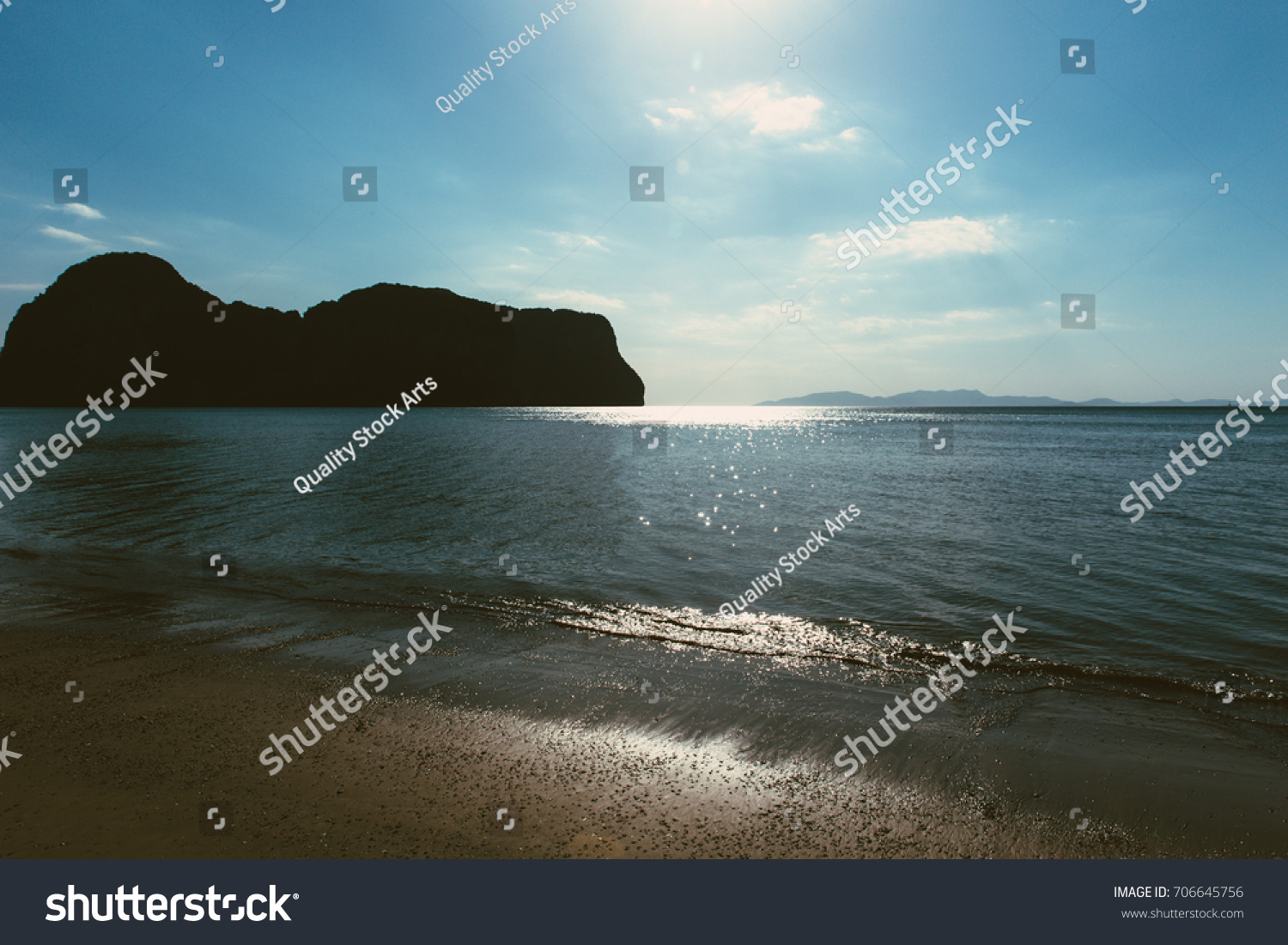 Dramatic Sea Ocean Blue Long Beach Stock Photo Edit Now