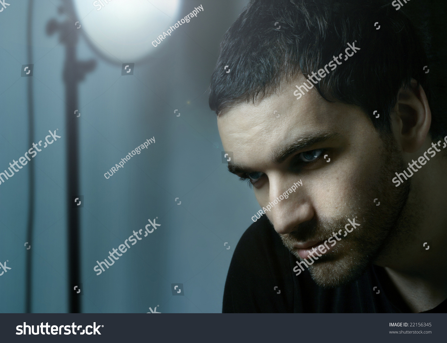 Dramatic Shadowy Portrait Young Serious Male Stock Photo (Edit Now ...