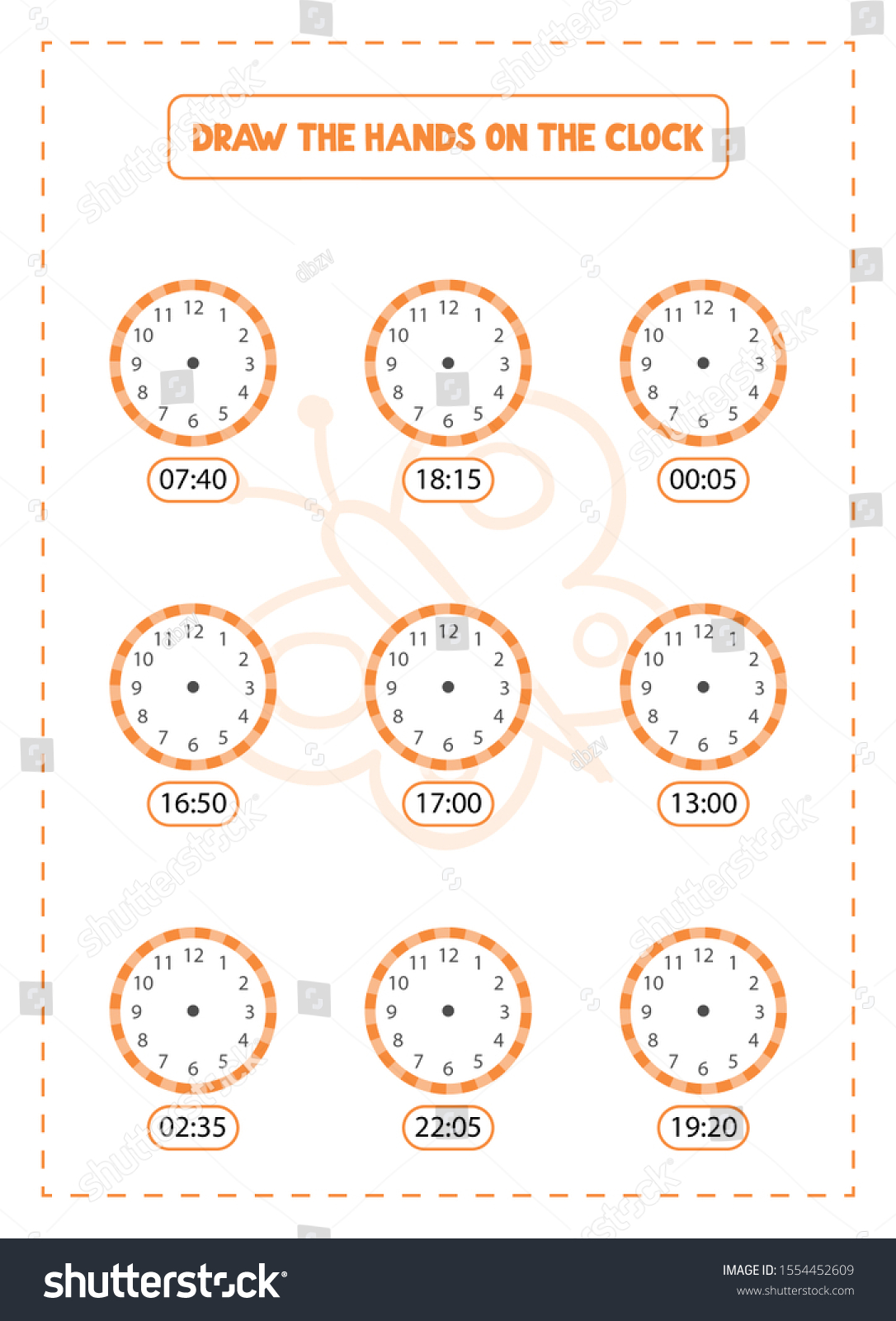 Ilustrasi Stok Draw Hands On Clock Game Educational 1554452609