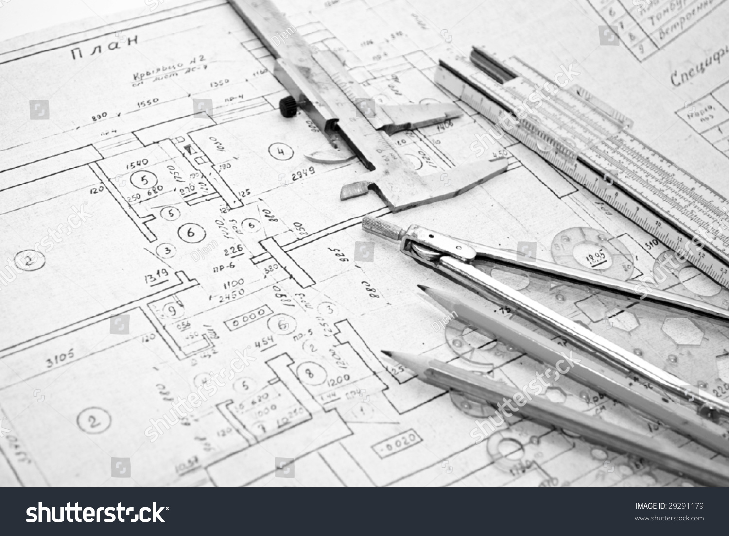 Drawing And Various Tools Stock Photo 29291179 : Shutterstock