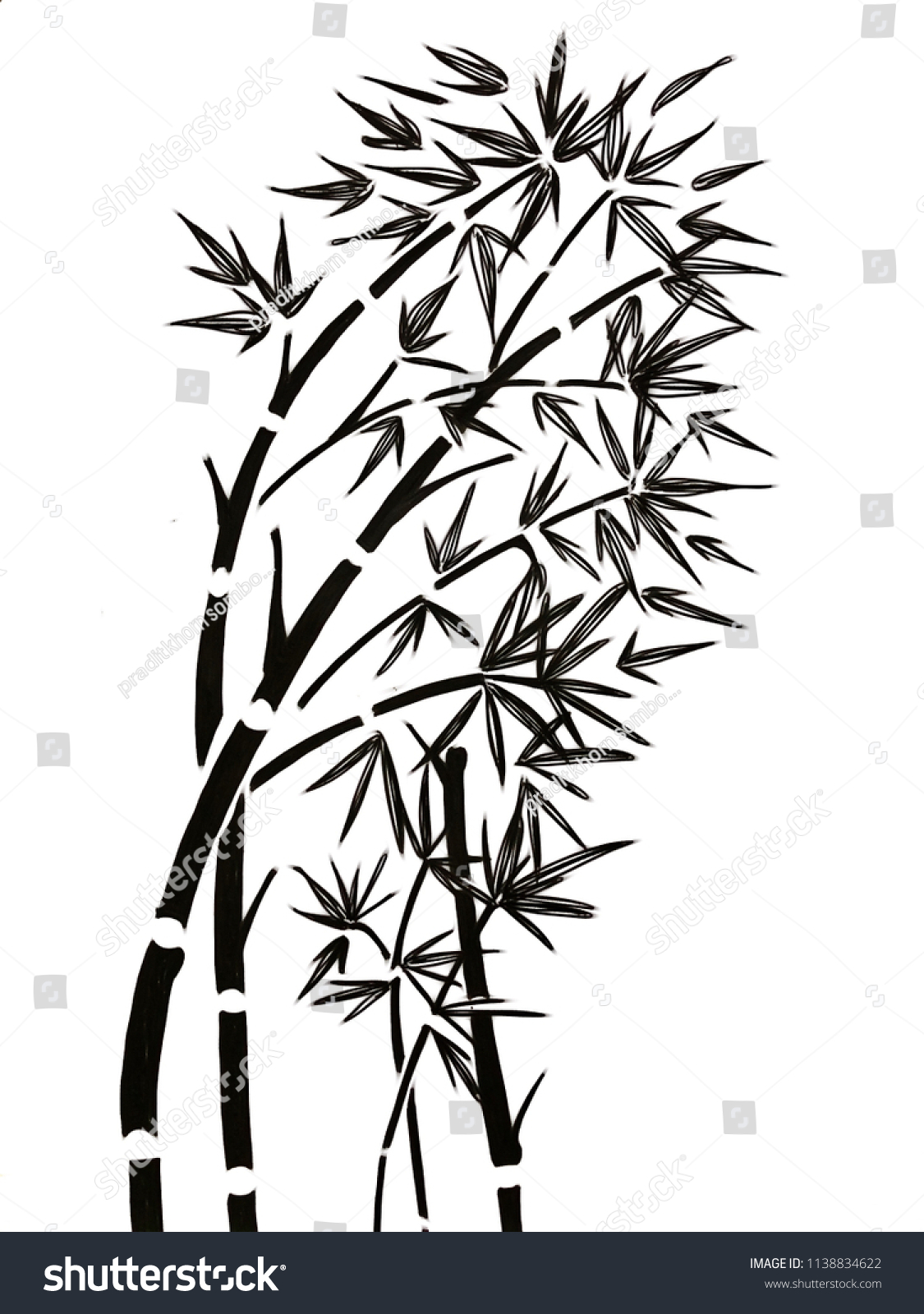 Drawing Bamboo Tree Space Text Decorative Stock Illustration 1138834622 ...