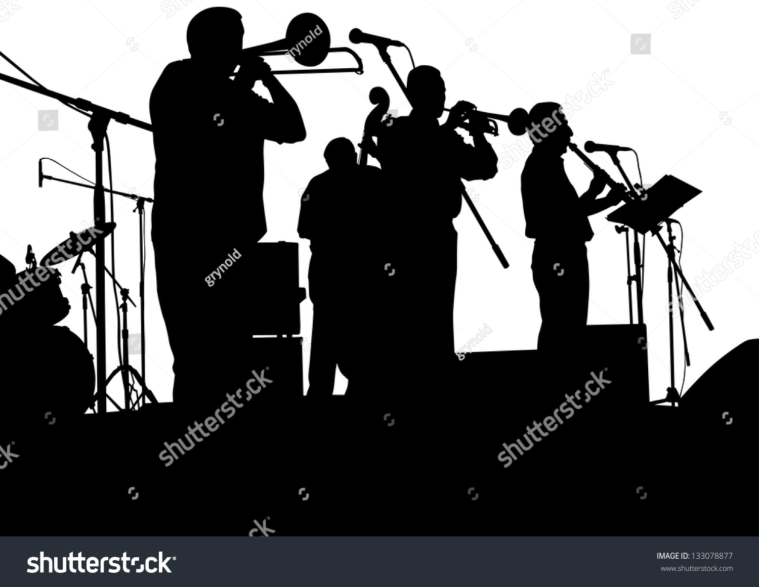 Drawing Jazz Musicians On The Stage Stock Photo 133078877 : Shutterstock