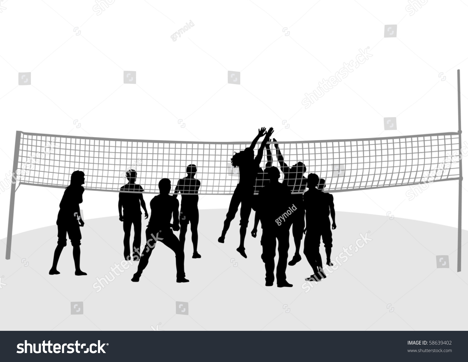 Drawing Jumping Around Volleyball Nets Stock Photo 58639402 : Shutterstock