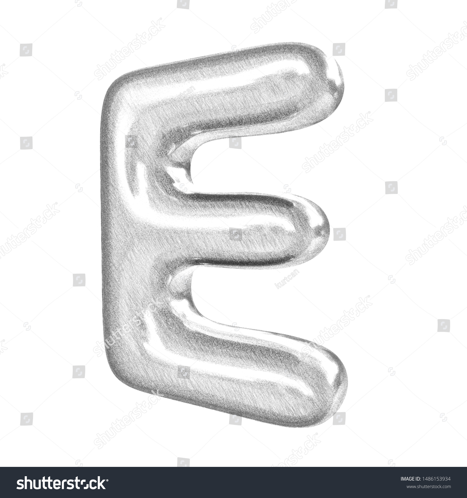 Drawing Letter E 3d Render Balloon Stock Illustration