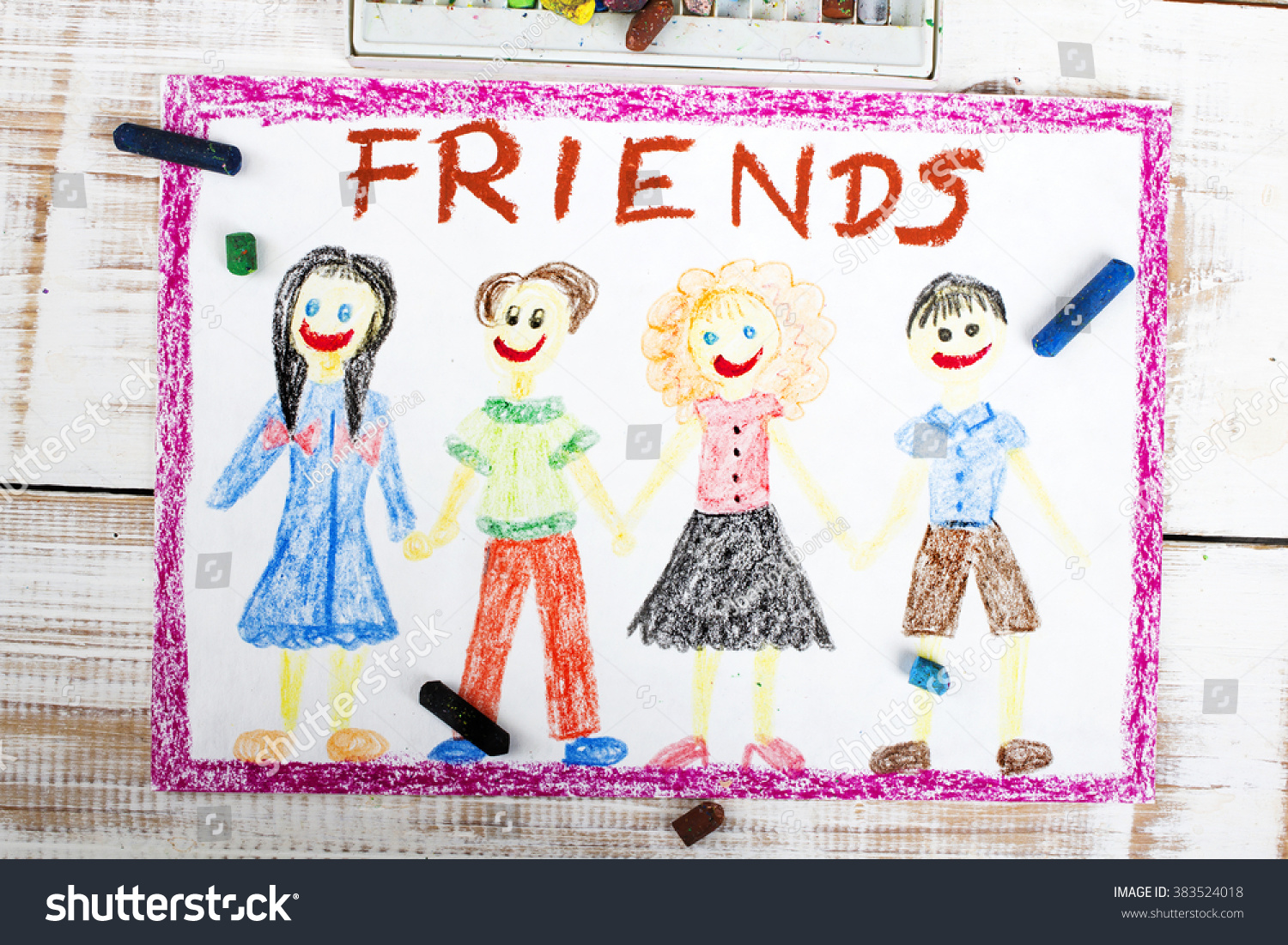 Drawing Group Friends Stock Photo 383524018 - Shutterstock