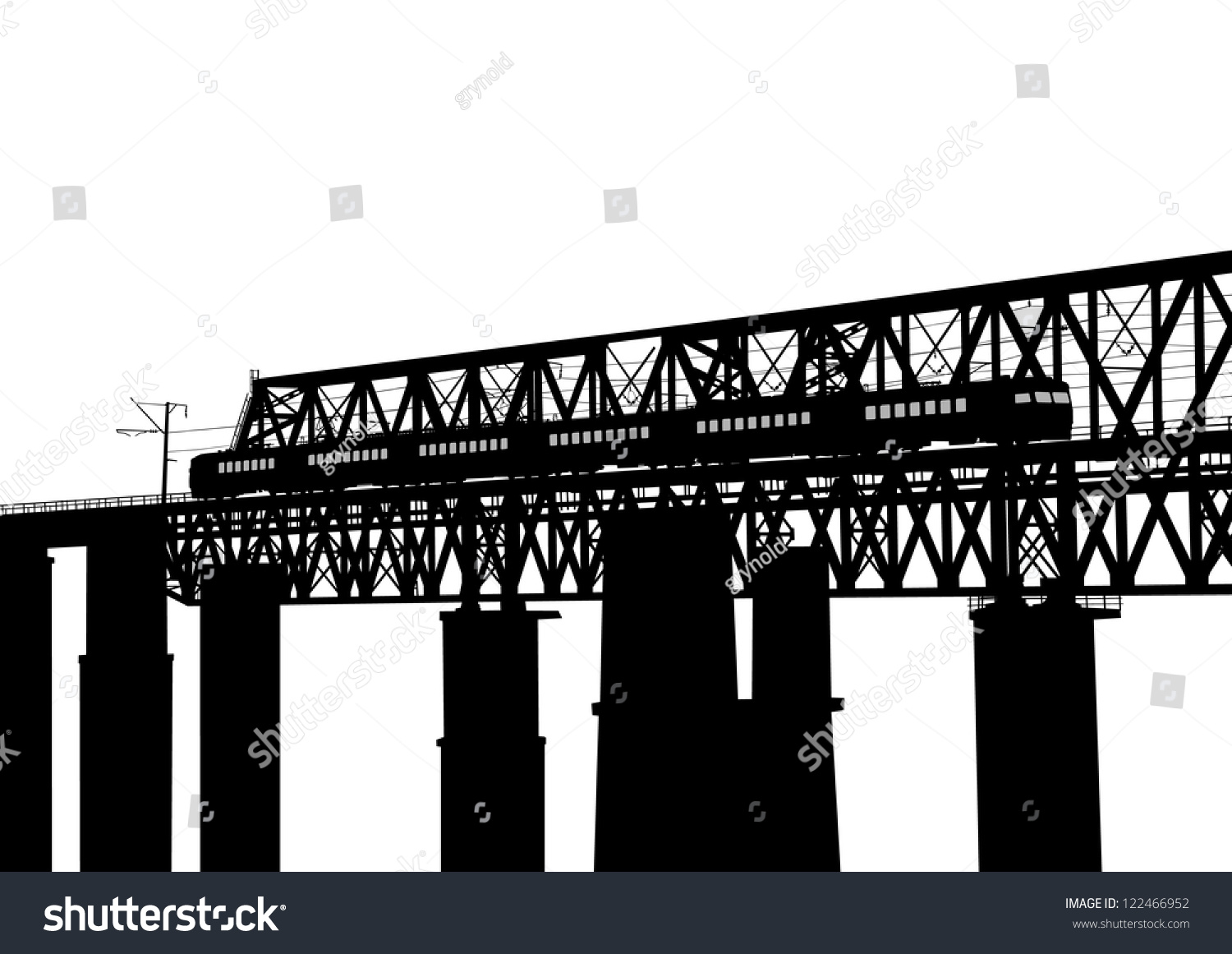 Drawing Railway Bridge Train Stock Illustration