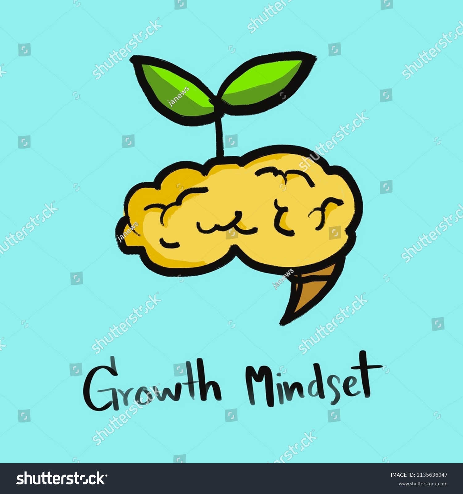 Drawing Growth Mindset Concept Motivation Develop Stock Illustration