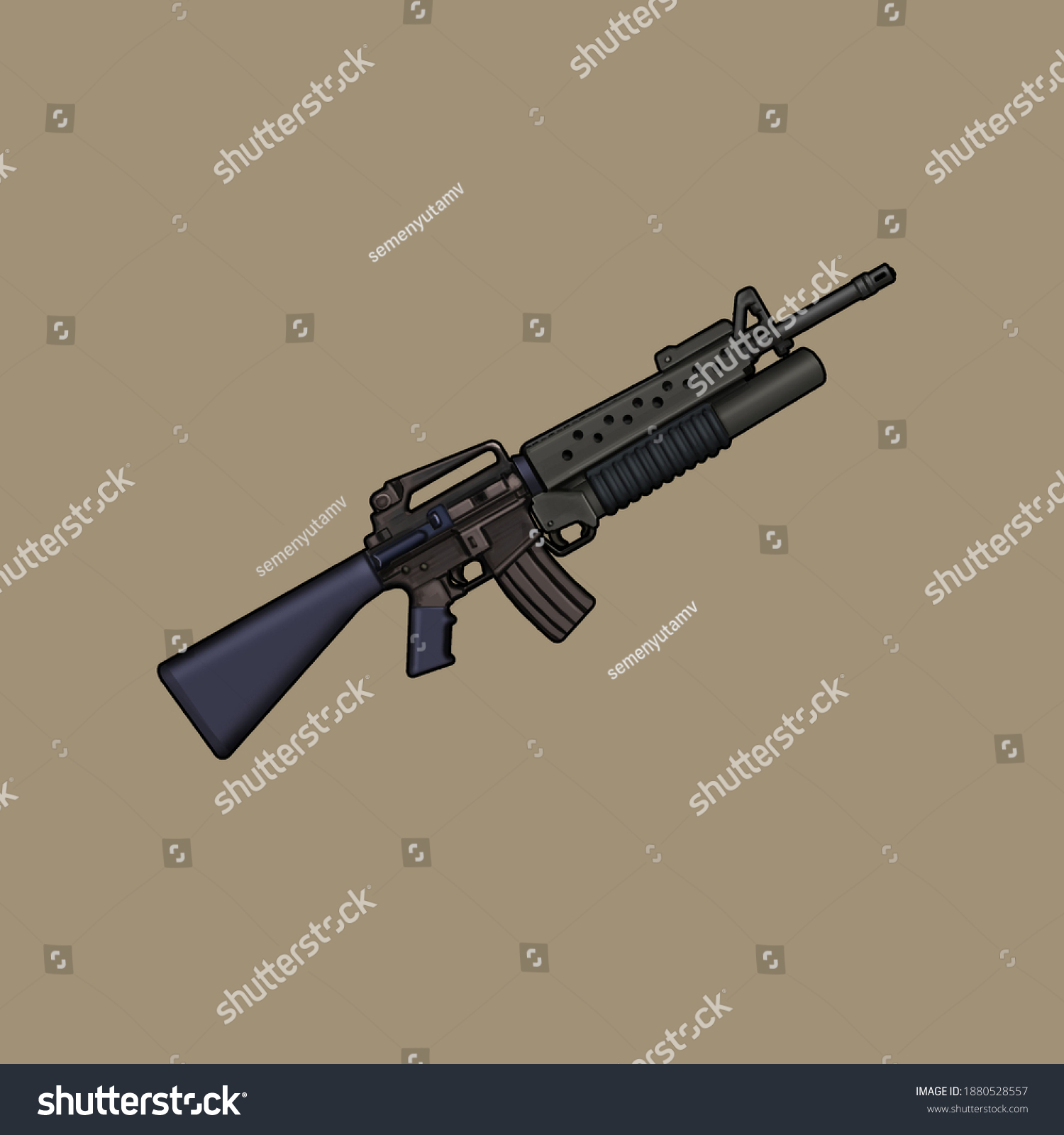 Drawing American M16 Assault Rifle Ar15 Stock Illustration 1880528557 7968