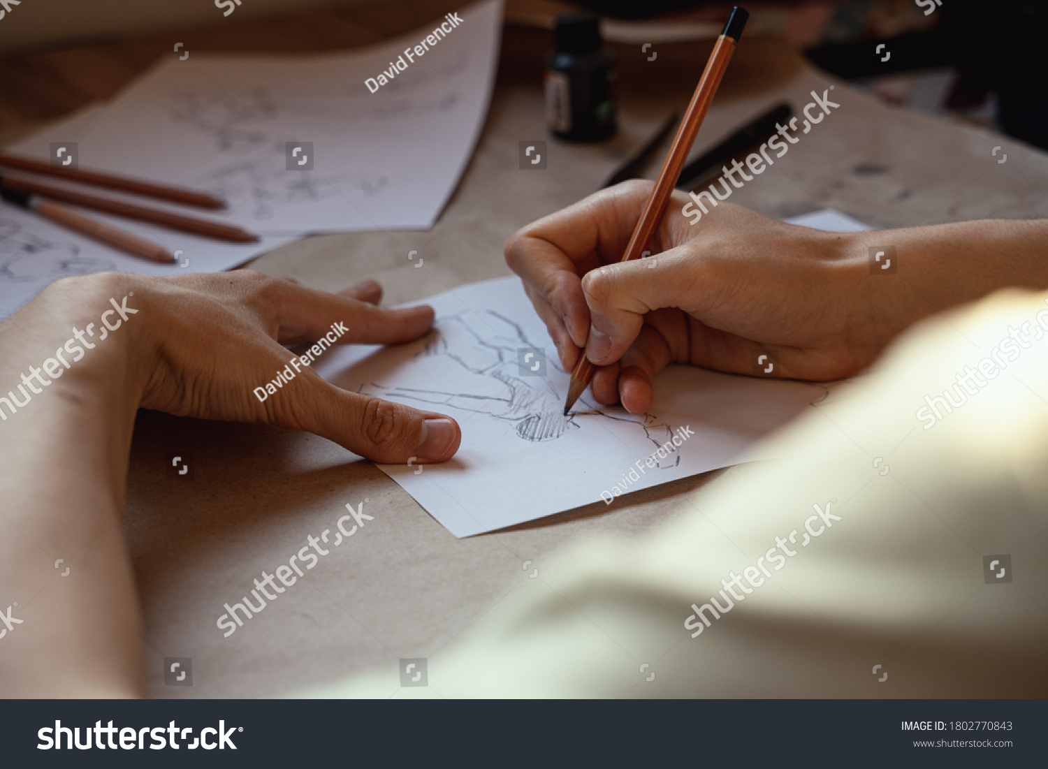 Drawing Sketching Human Figure Pencil Stock Photo 1802770843 | Shutterstock