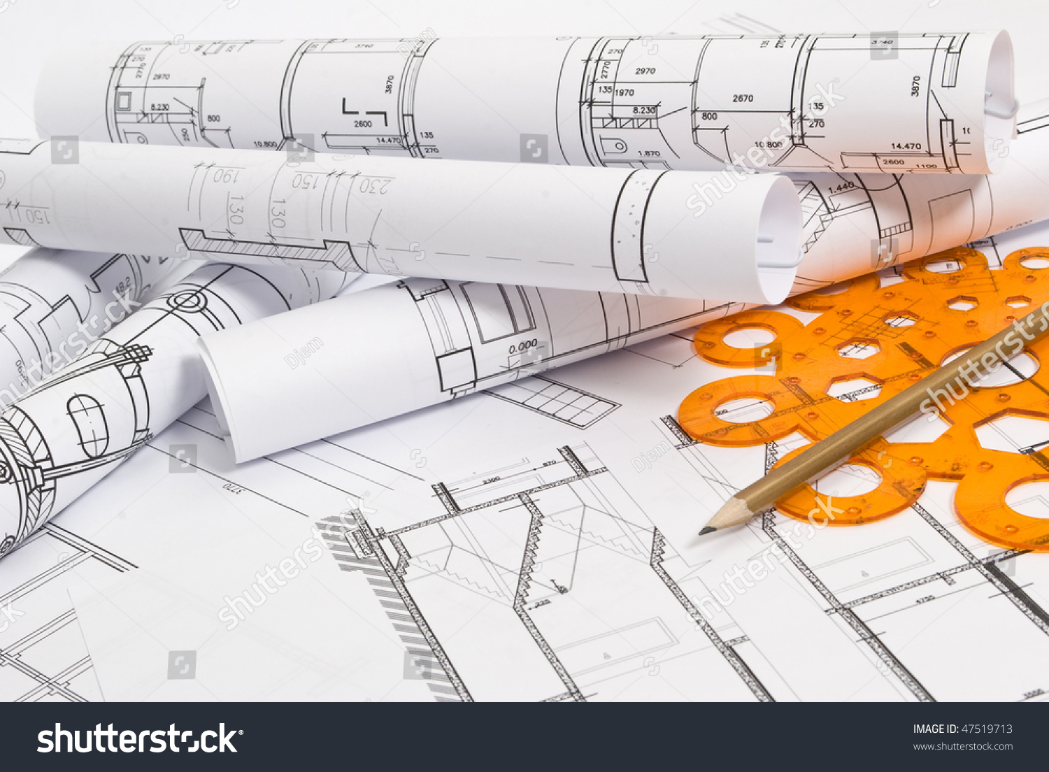 Drawings And Various Tools Stock Photo 47519713 Shutterstock