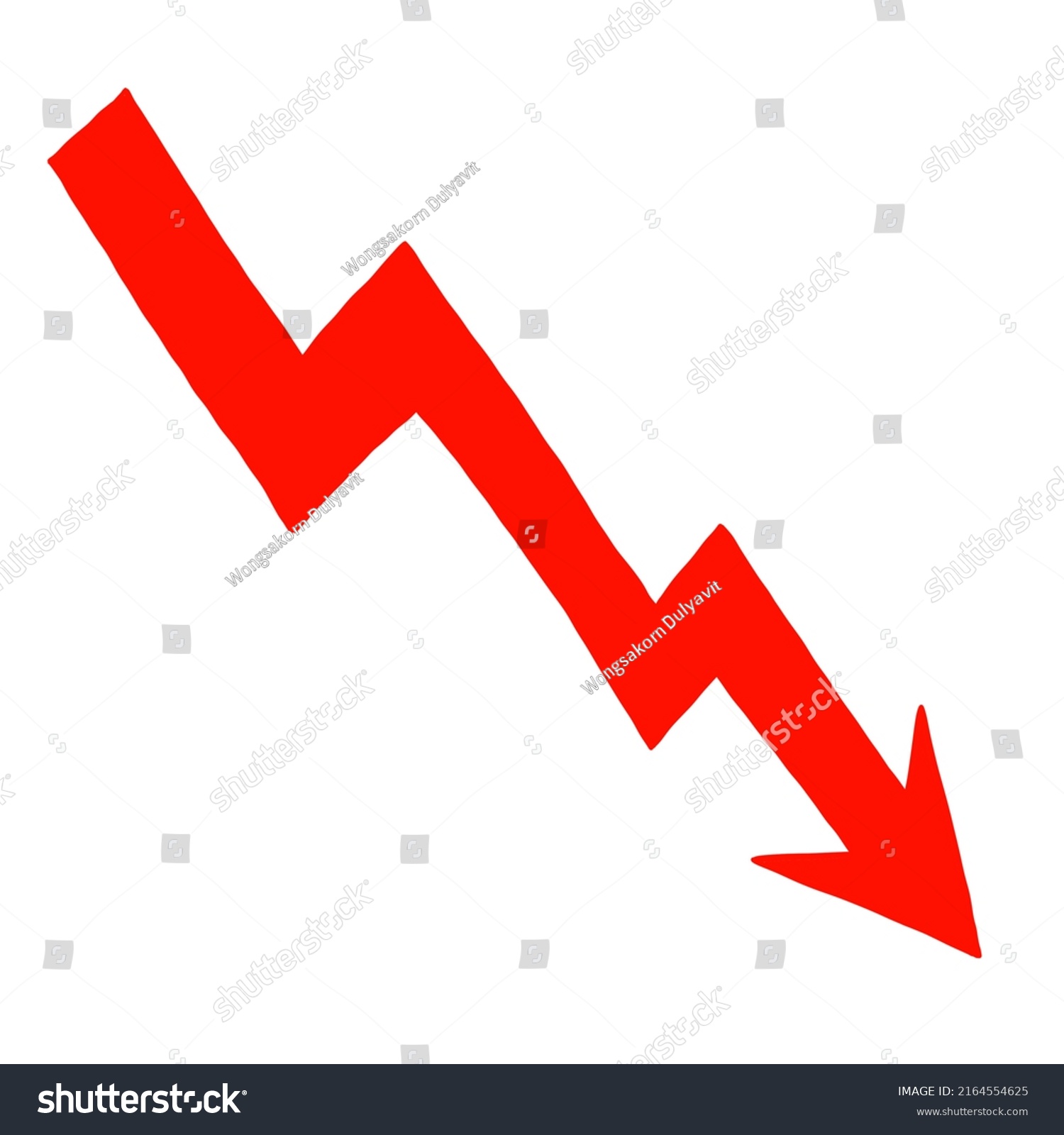 Drawn Decline Red Arrow Isolated On Stock Illustration 2164554625 ...