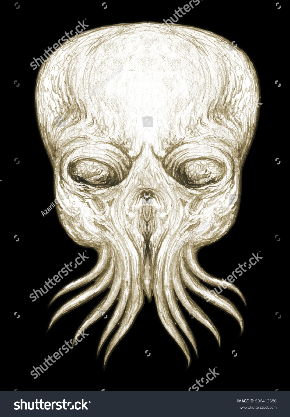 Dreadful Terrible Cthulhu Skull Lower Jaw Stock Illustration 506412586 