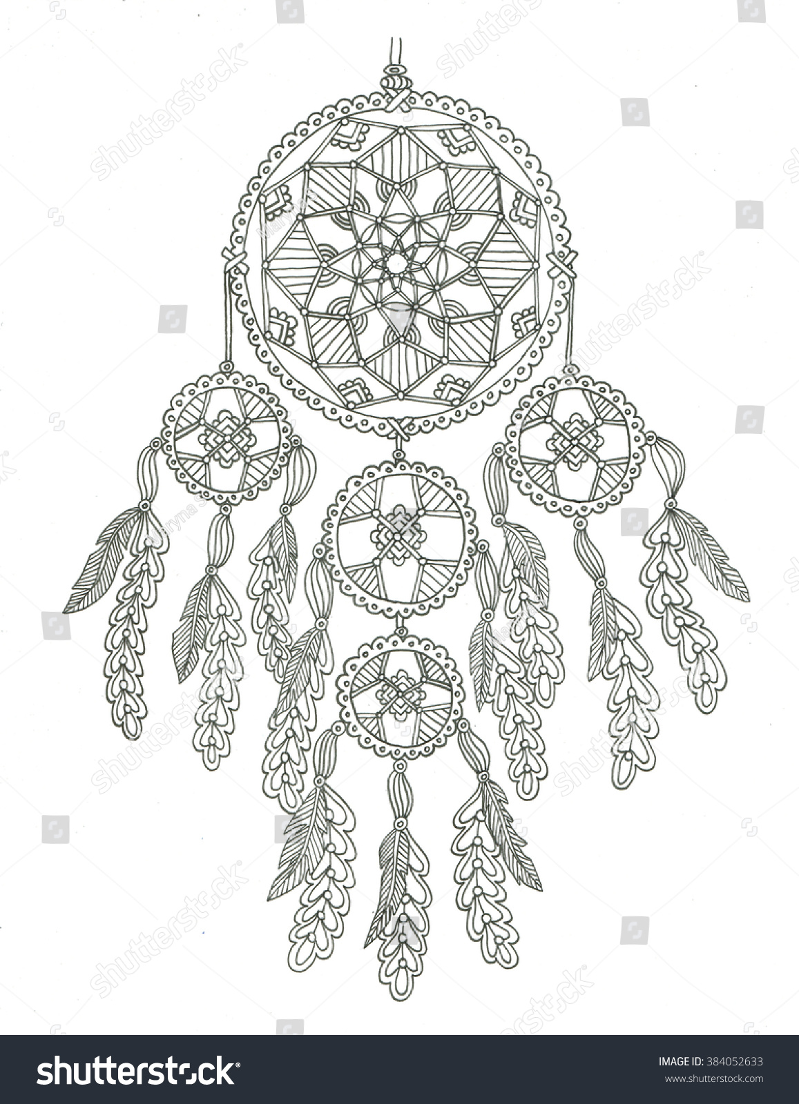 dream catcher coloring page stock illustration 384052633