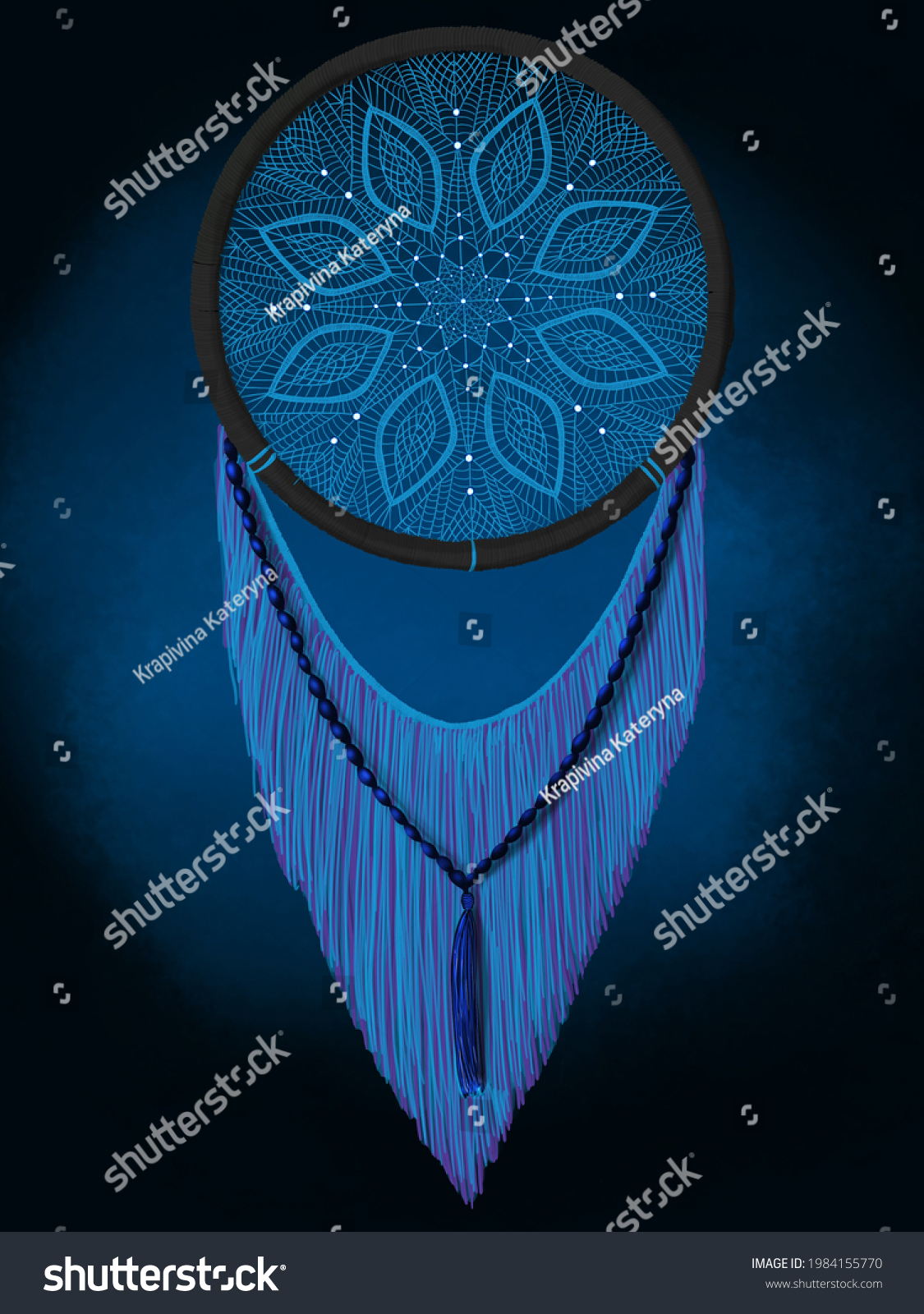 Dreamcatcher On Dark Blue Background Stock Illustration 1984155770