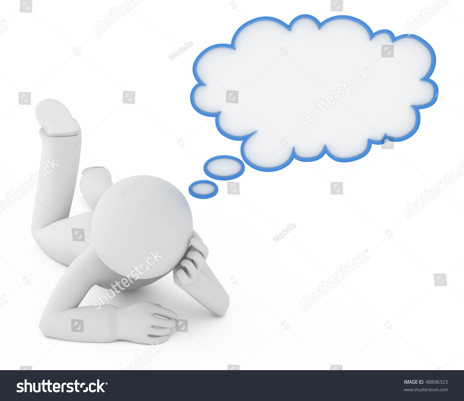 Dreaming Person Bubble Thoughts Above Head Stock Illustration 48896323 ...