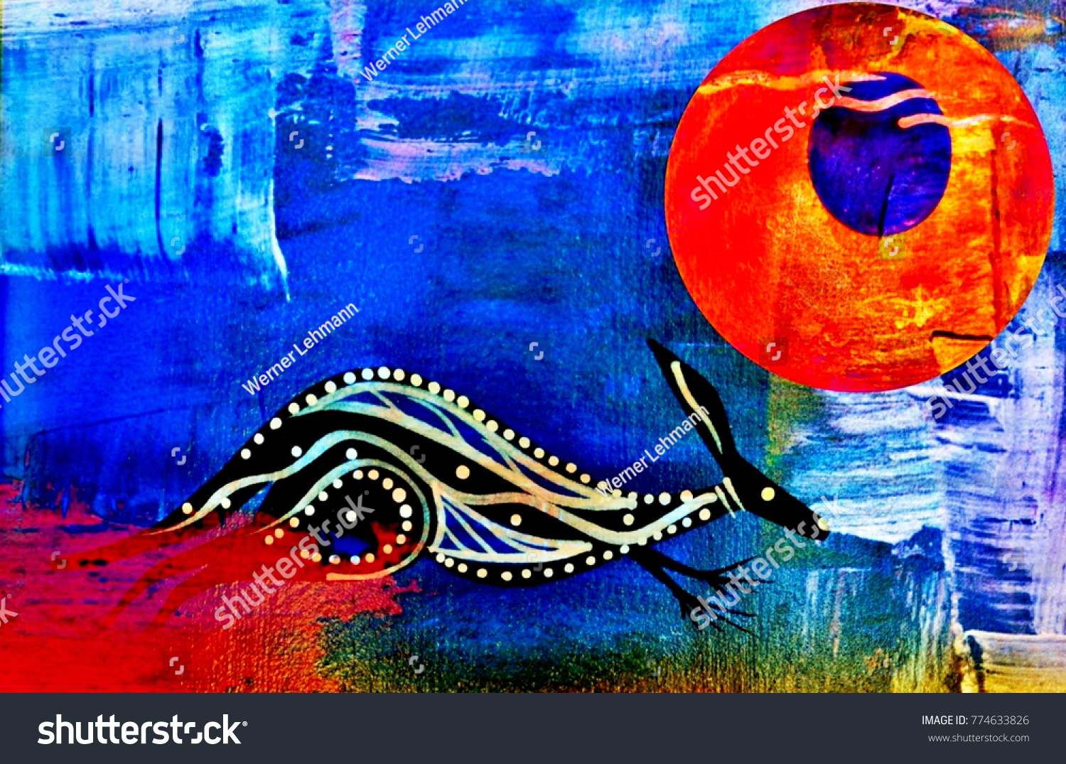 Dreamtime Aboriginal Picture Kangaroo Stock Illustration