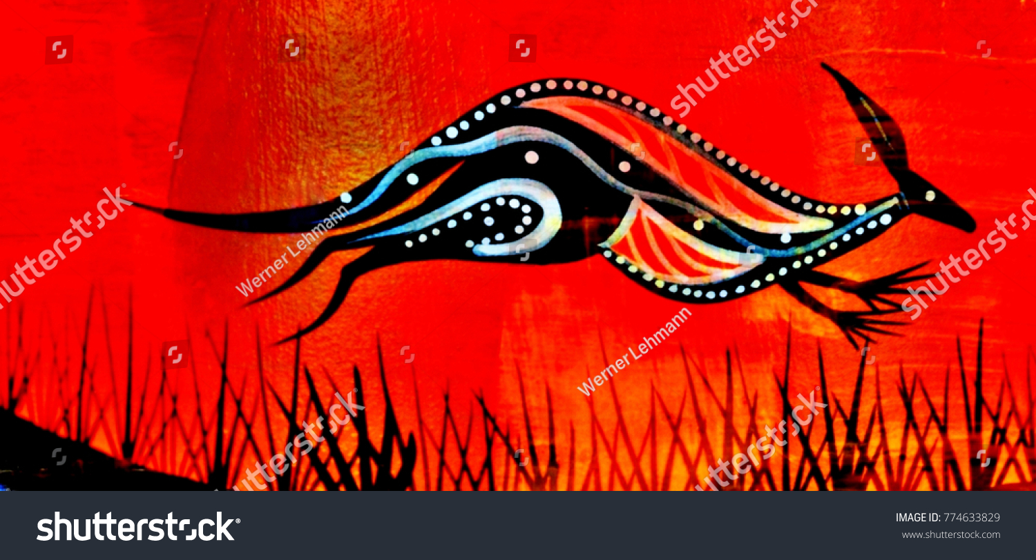 Ynkelig Eksklusiv Støvet Dreamtime Australian Aboriginal Mythology Picture Kangaroo Stock  Illustration 774633829