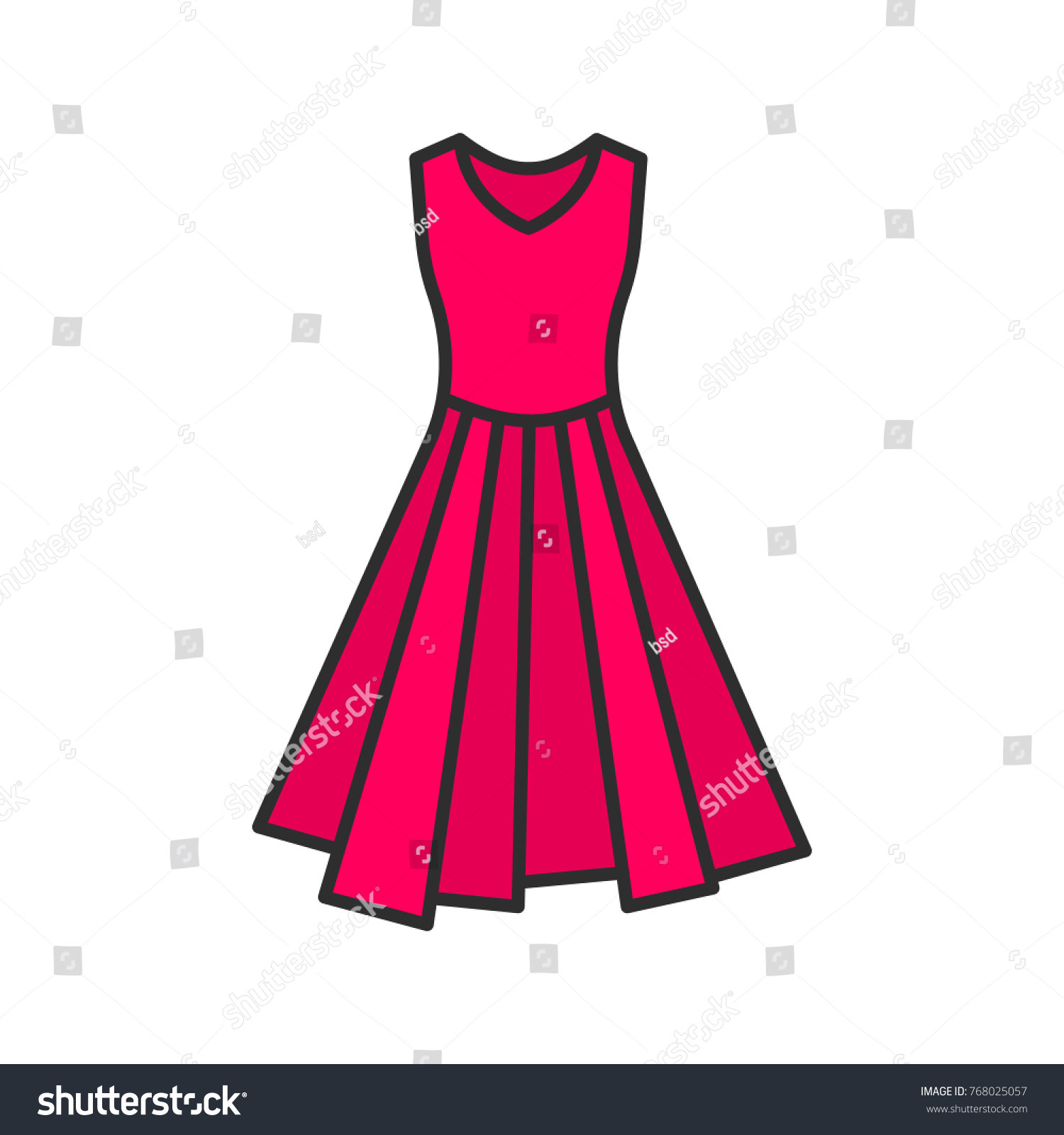 Dress Color Icon Evening Gown Isolated Stock Illustration 768025057 ...