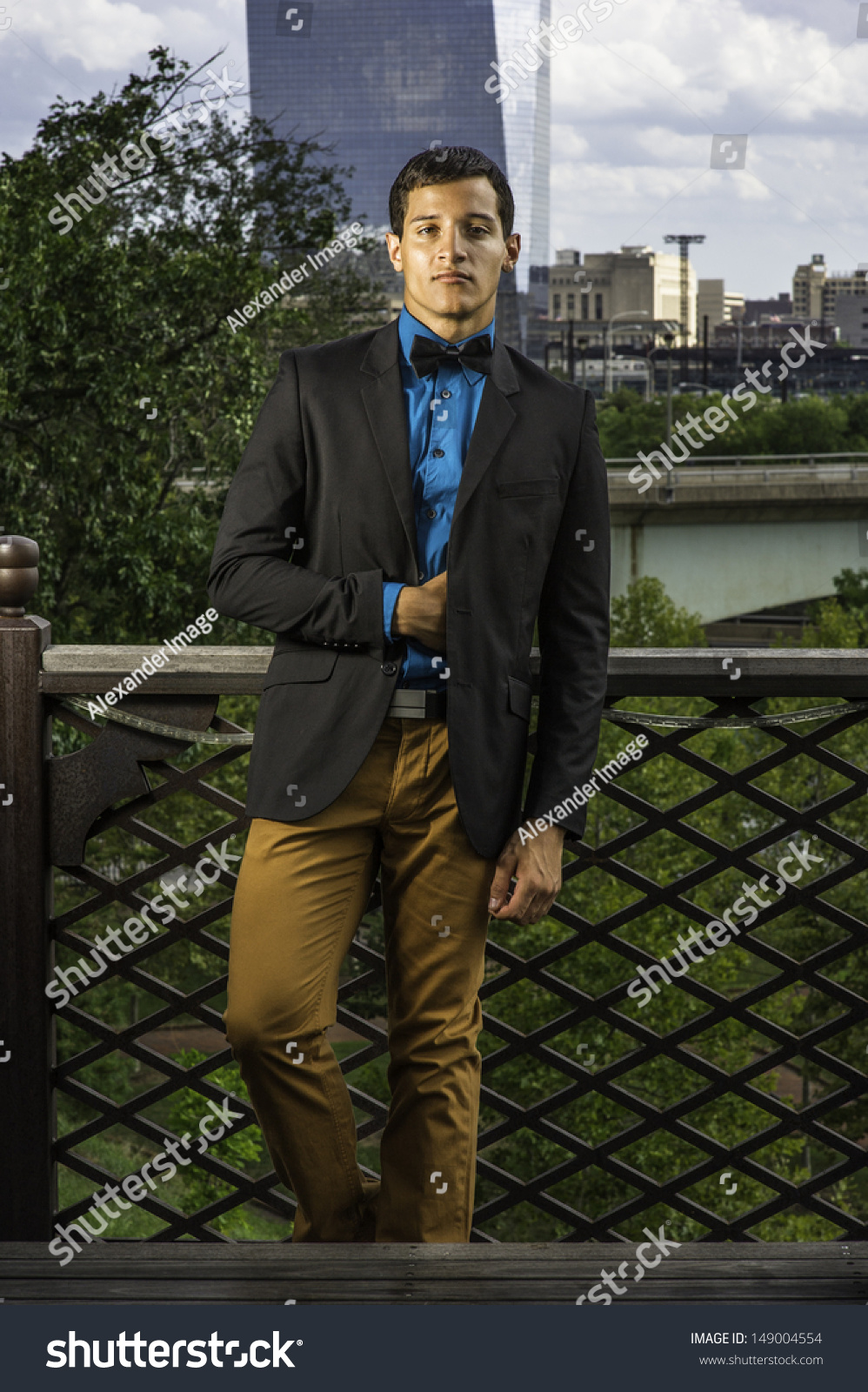 black sport coat blue shirt