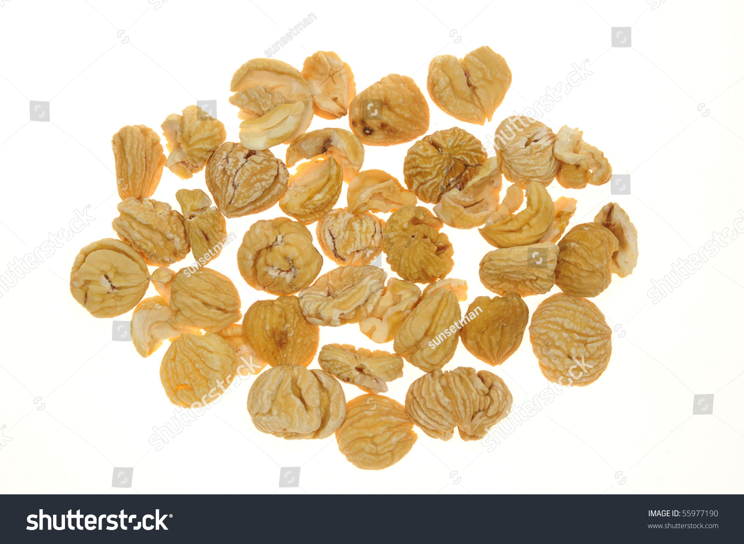 Dried Water Chestnuts On White Background Stock Photo 55977190 ...