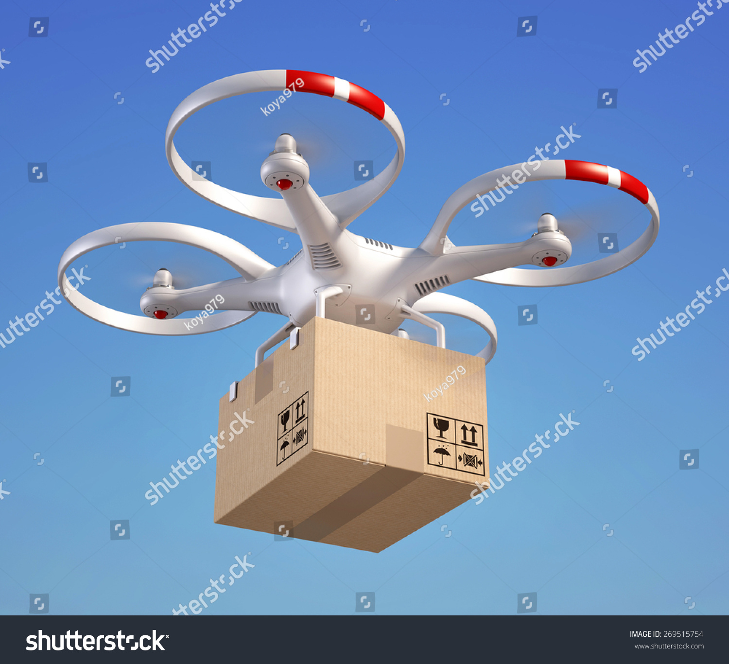 Drone With Cardboard Box In The Sky Stock Photo 269515754 : Shutterstock