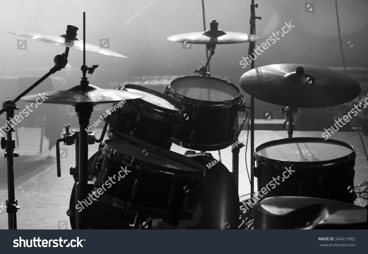 Drum Set On Stage In A Concert Hall Stock Photo 244613965 : Shutterstock