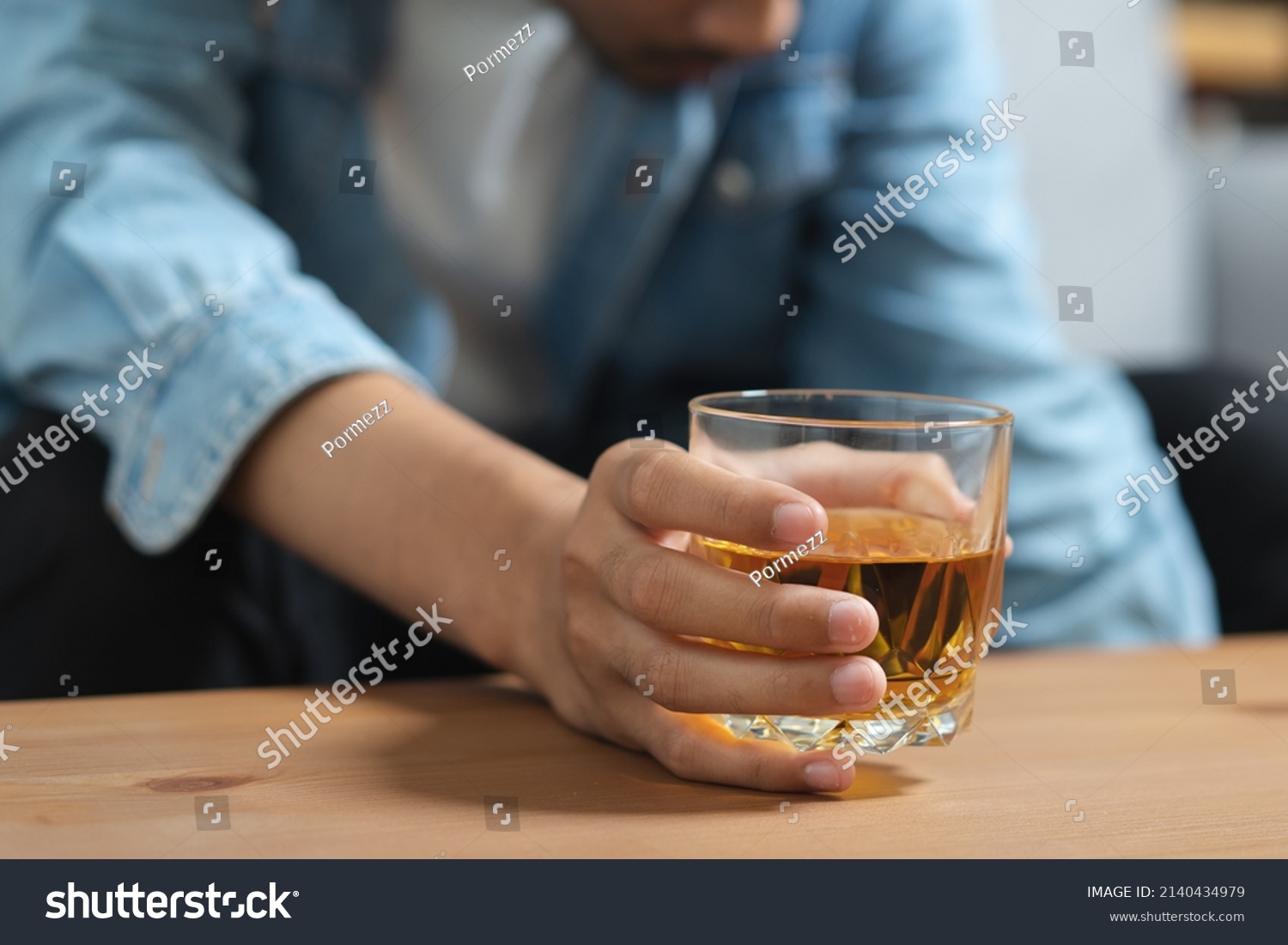 Drunk Asian Man Hold Whisky Glass Stock Photo 2140434979 | Shutterstock