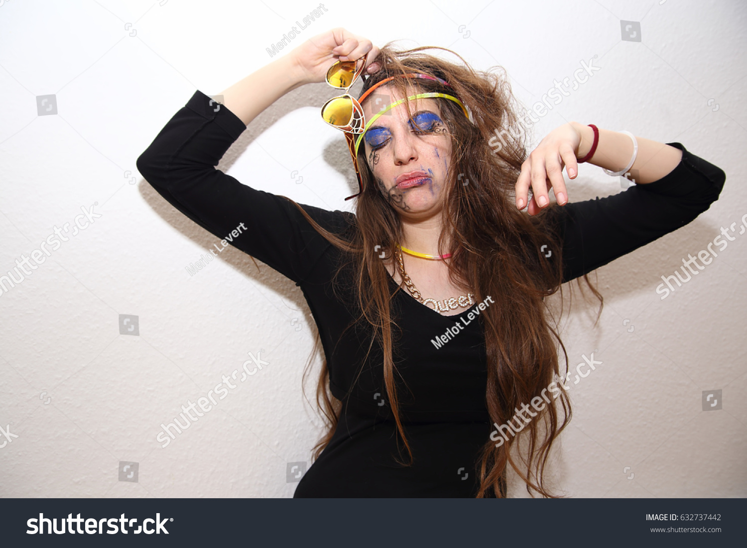 Drunk Girl Smeared Makeup Posing Party Stock Photo Edit Now