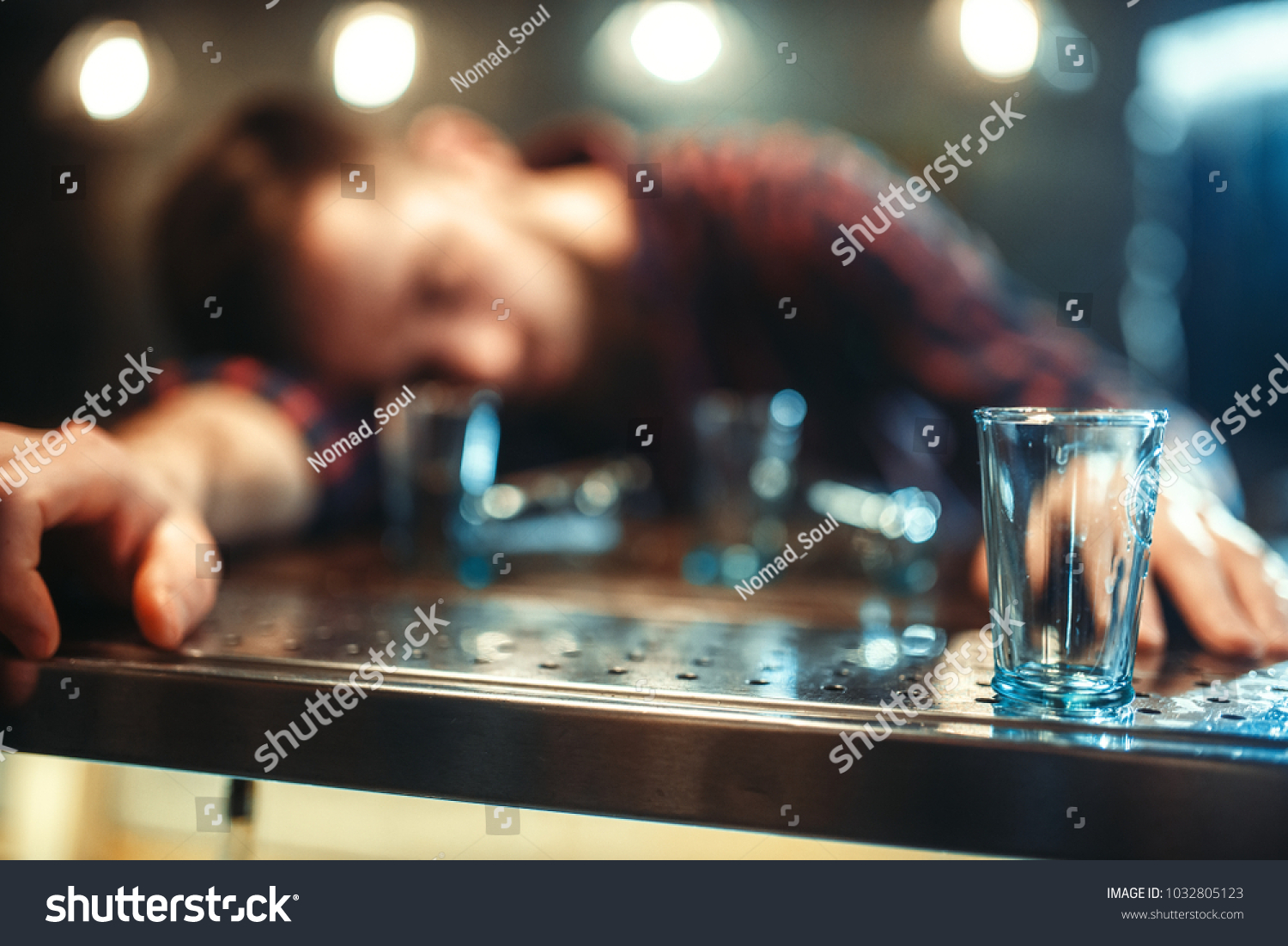 Drunk Man Sleeps Bar Counter Alcohol Stock Photo (Edit Now) 1032805123