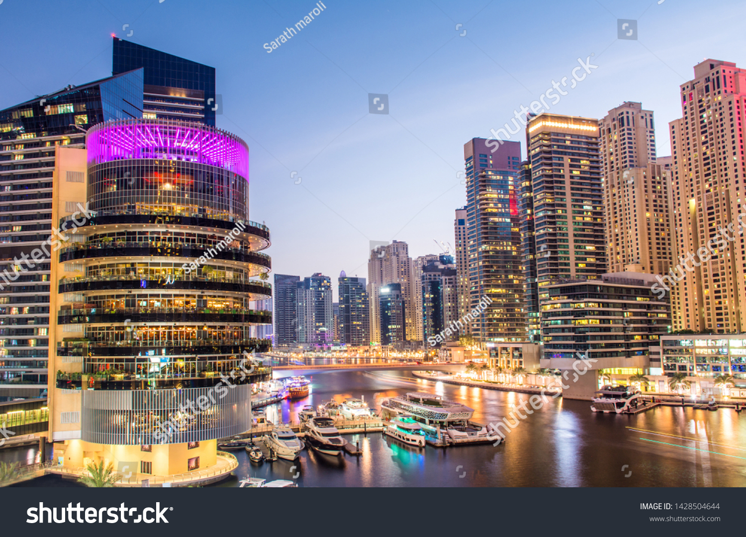 Dubai Marina Night View Modern Buildings Stock Photo Edit Now 1428504644