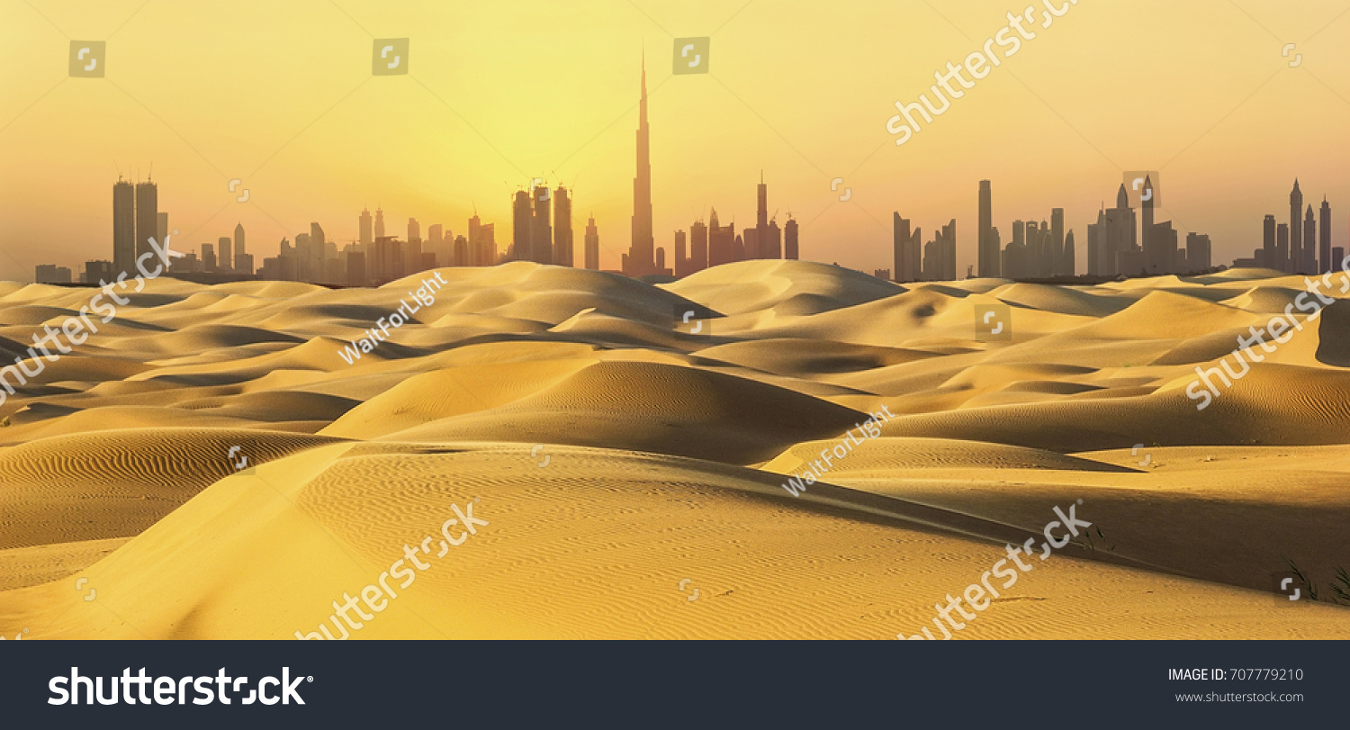 Dubai Skyline Desert Sunset Stock Photo 707779210 Shutterstock Dubai Skyline Desert Sunset Stock Photo 707779210 Shutterstock