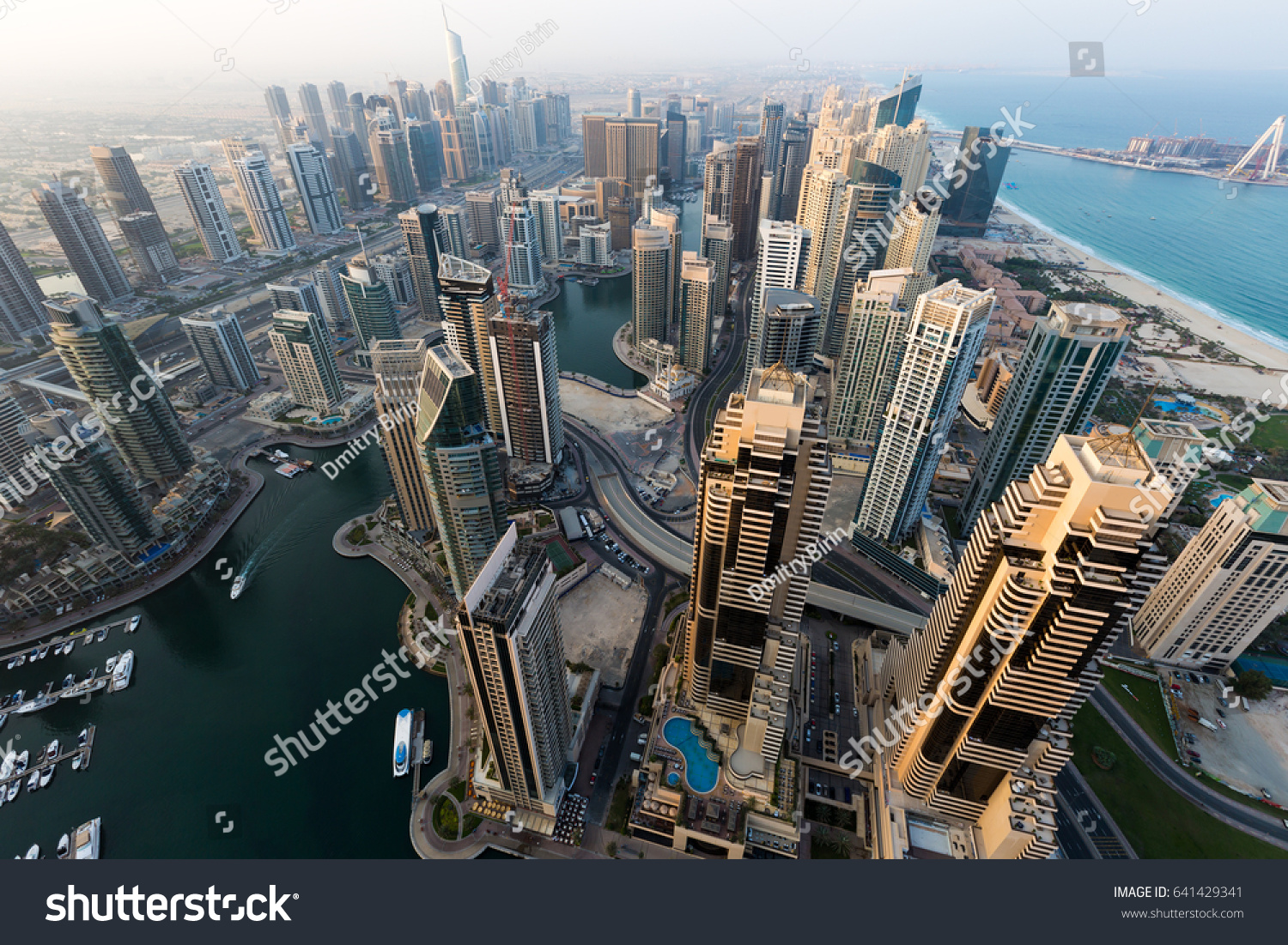 Dubai Skyline Skyscrapers Dubai Marina Above Stock Photo Edit Now 641429341