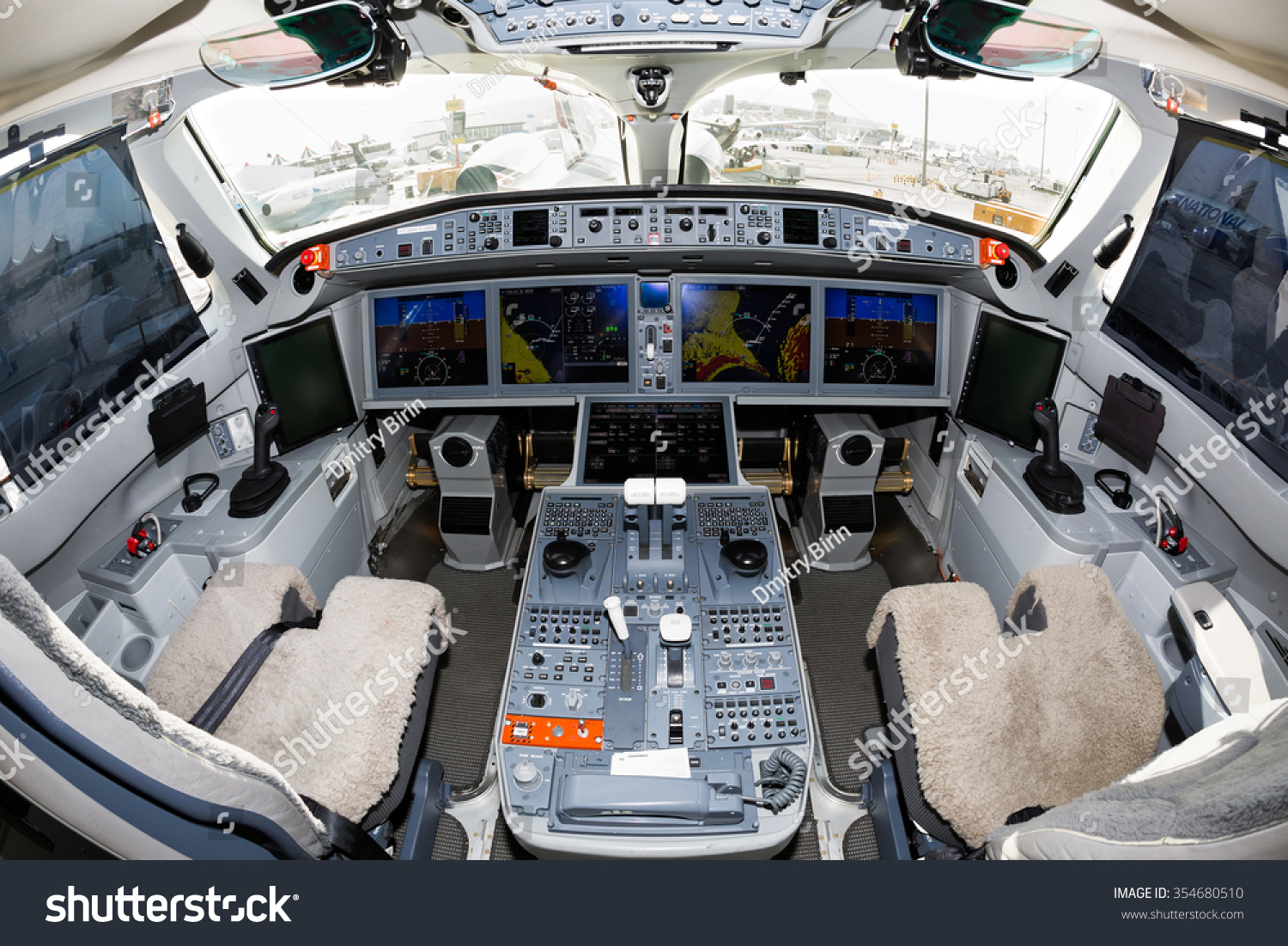 Dubai, Uae - November 10, 2015: Bombardier Cs100 Cockpit. Swiss Airline ...