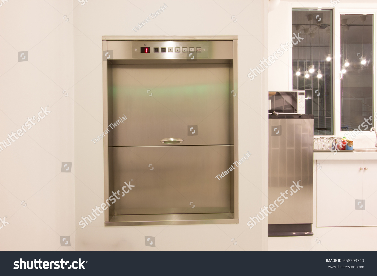 Stock Photo Dumbwaiter Lift Elevator In A Kitchen Of Rich House Used For Carrying Food Or Goods 658703740 