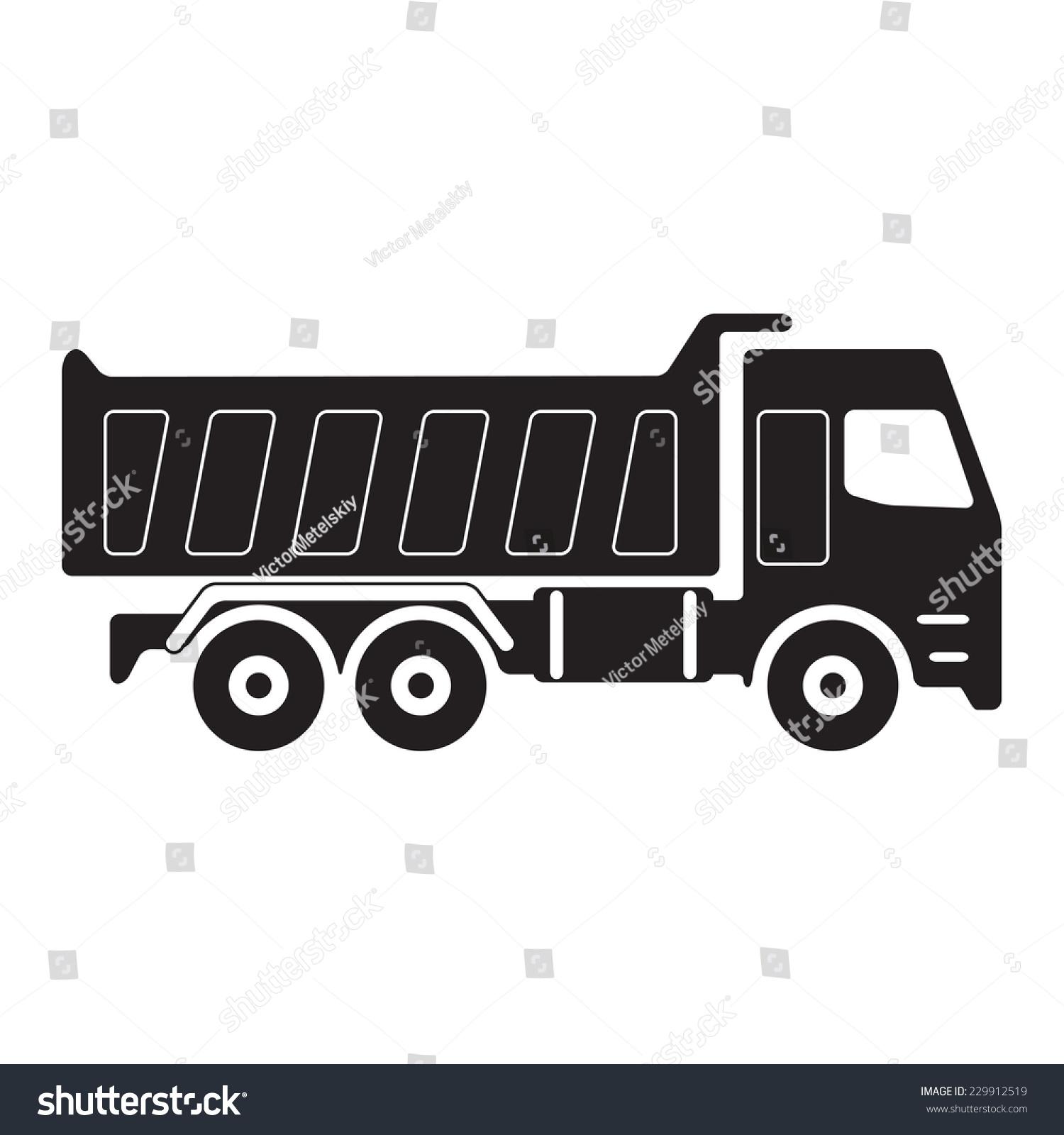 stock photo dump truck icon or sign black truck silhouette on white background 229912519