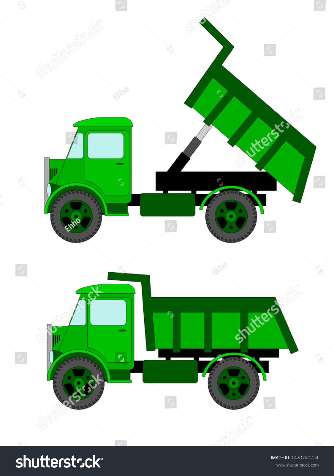 Dump Truck Two Body Positions Illustration Stock Illustration