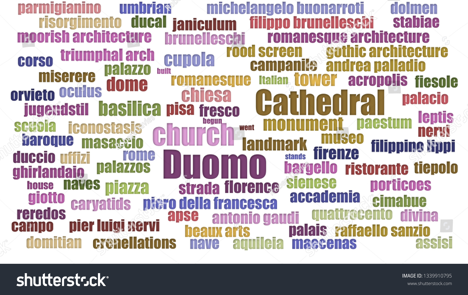 Duomo Tag Cloud Rows Isolated On Stock Illustration 1339910795