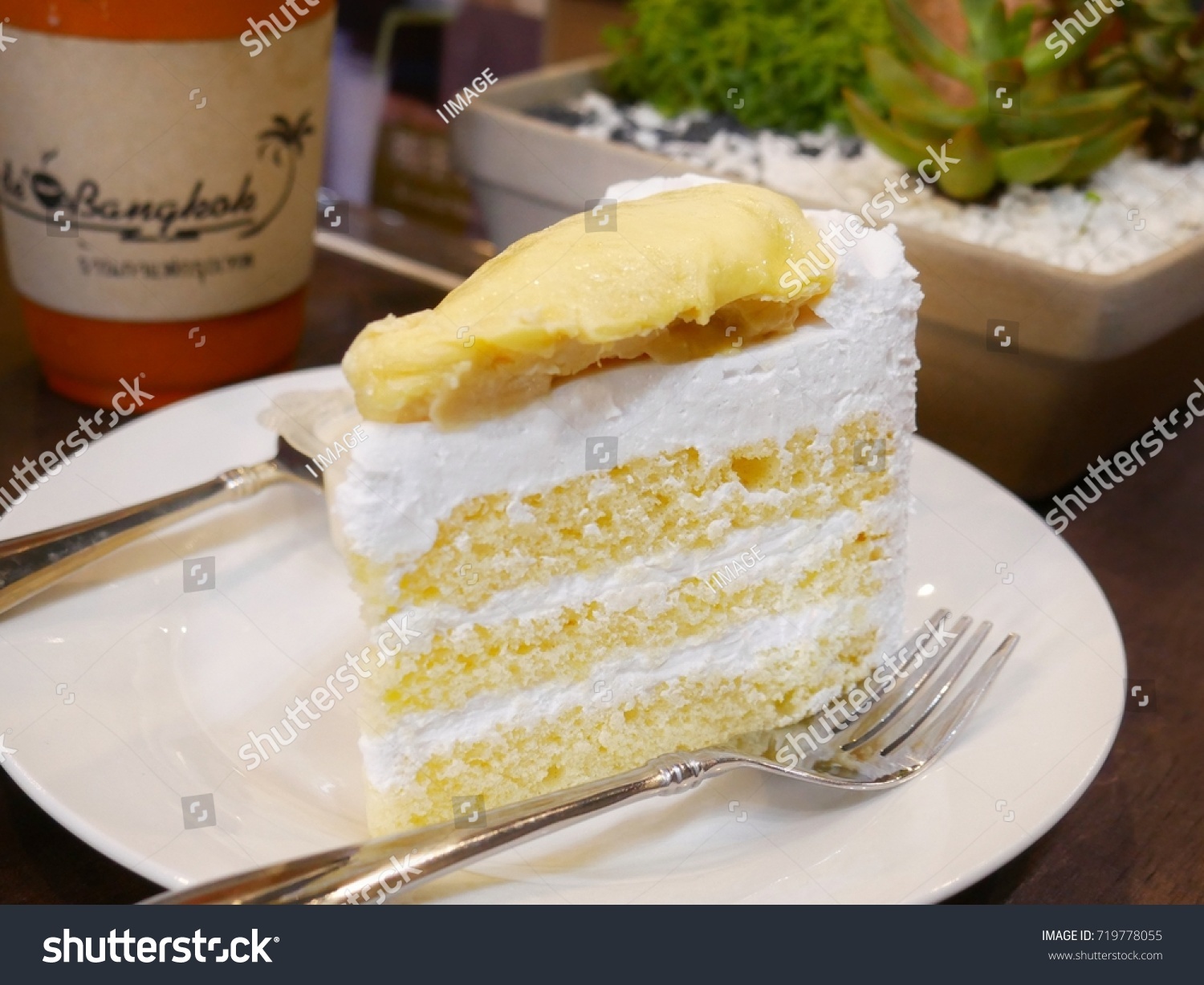Durian Cake Spoon White Dish Thai Stock Photo Edit Now