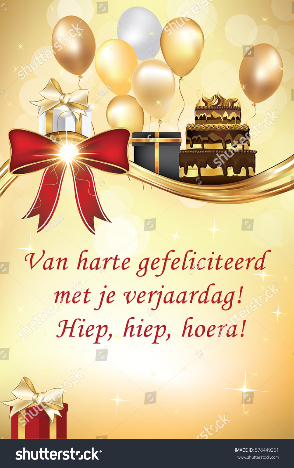 Beste Dutch Happy Birthday Greeting Card Congratulations Stock JS-39