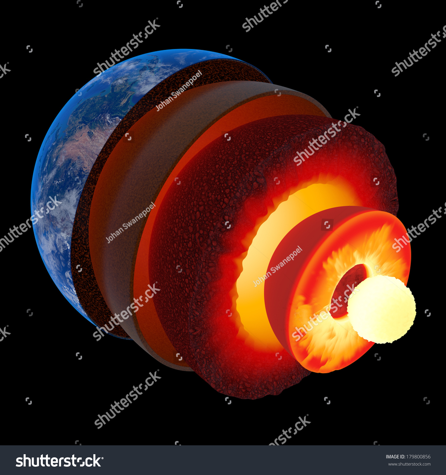 Earth Core Structure Illustrated Geological Layers Stock Illustration ...