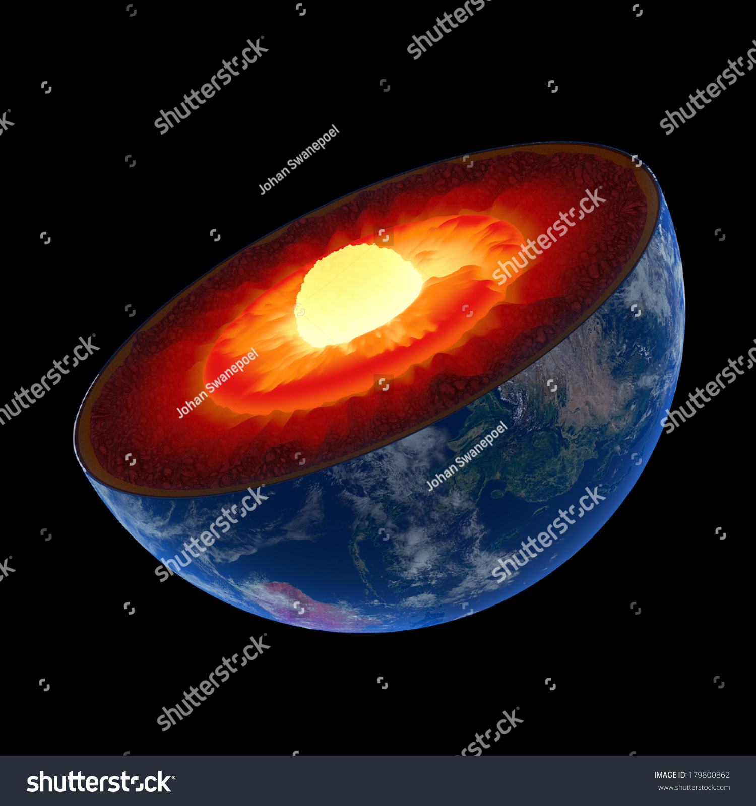 Earth Core Structure Illustrated With Geological Layers According To ...