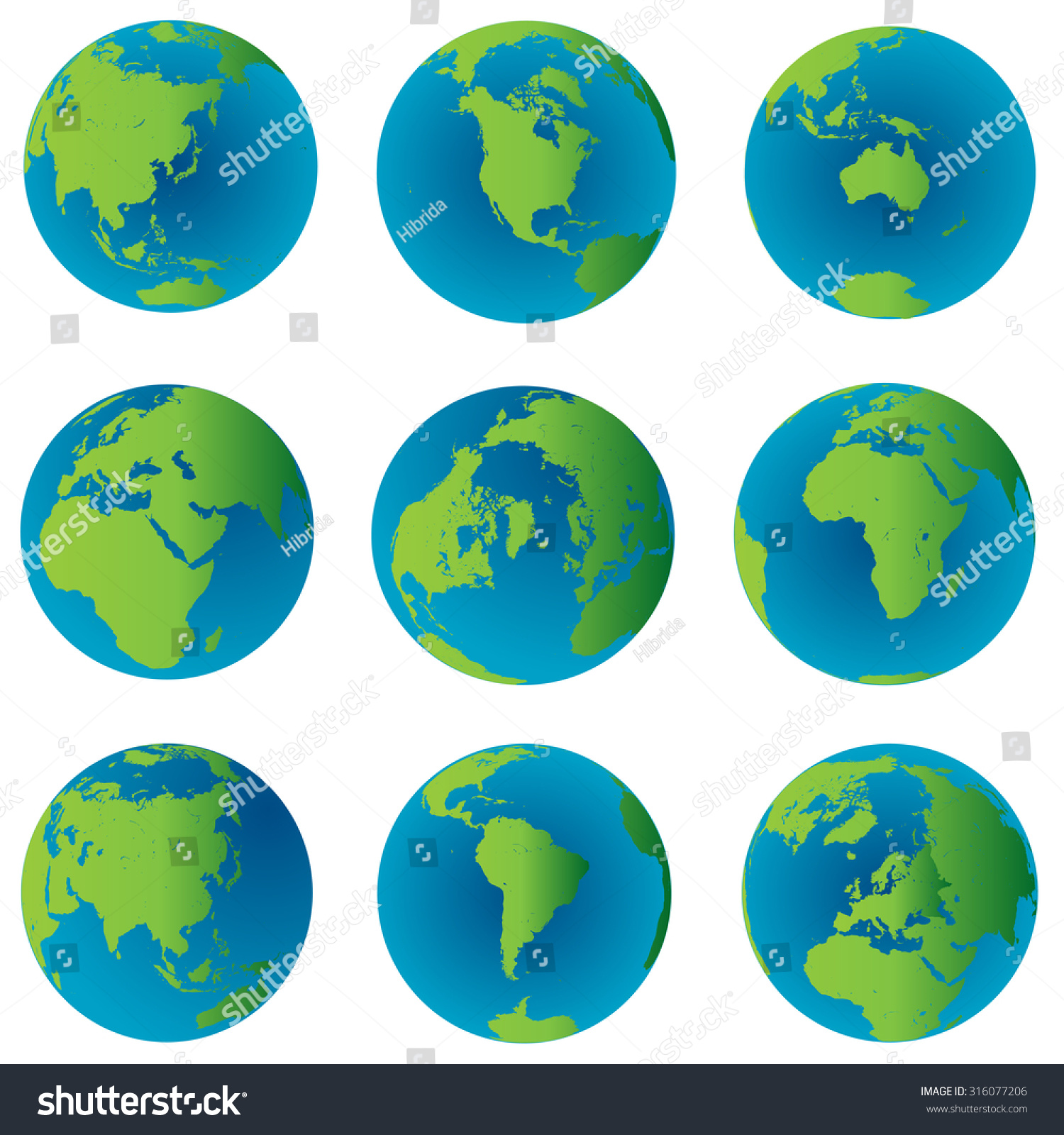 Earth Globes Set Stock Photo 316077206 : Shutterstock