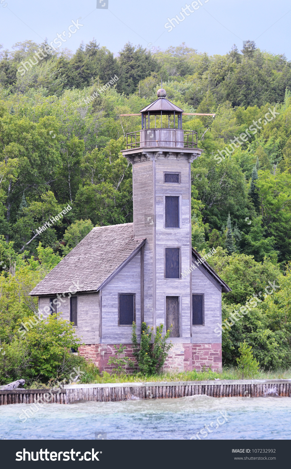 East Channel Lighthouse On Grand Island By Lake Superior Stock Photo ...