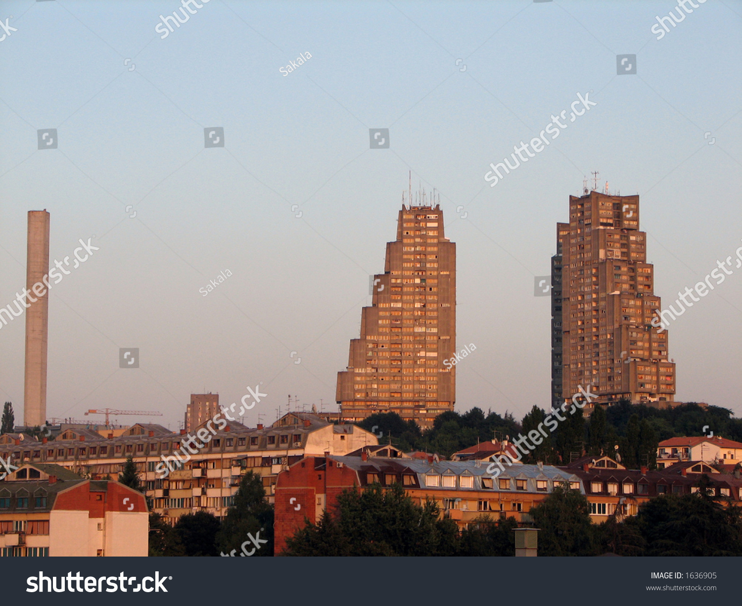 East Gate Belgrade Skyline Sunset Stock Photo 1636905 Shutterstock