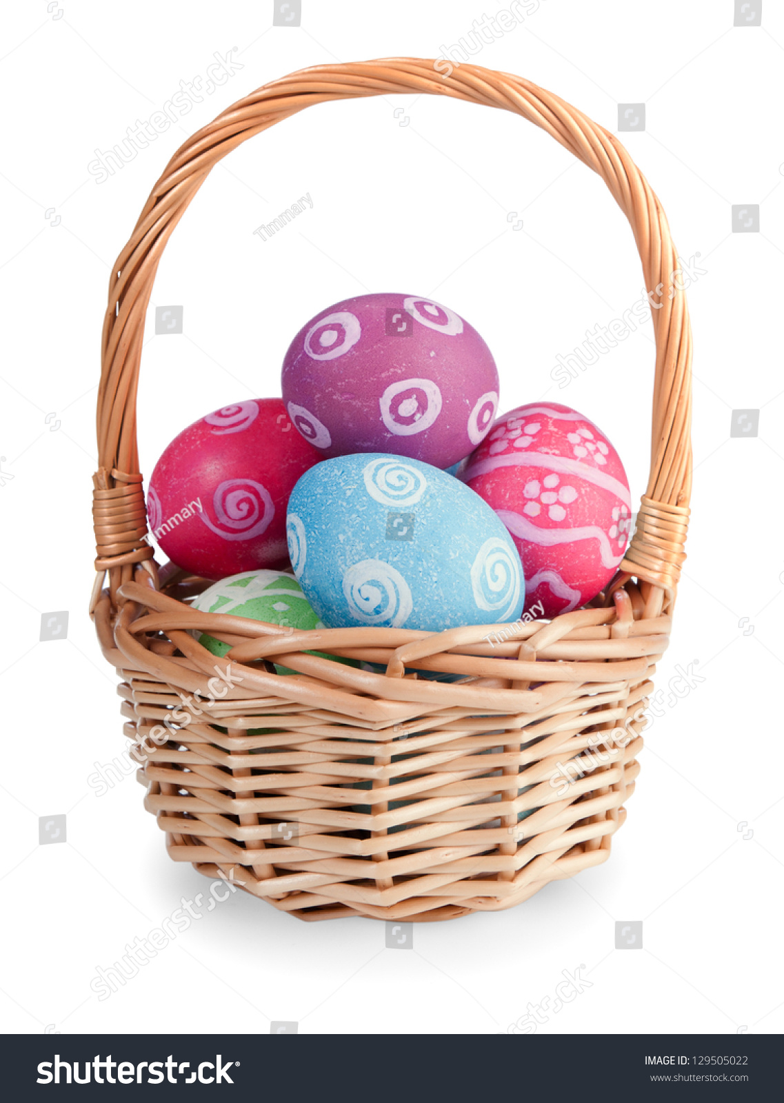 Easter Eggs Basket Isolated Stock Photo 129505022 - Shutterstock