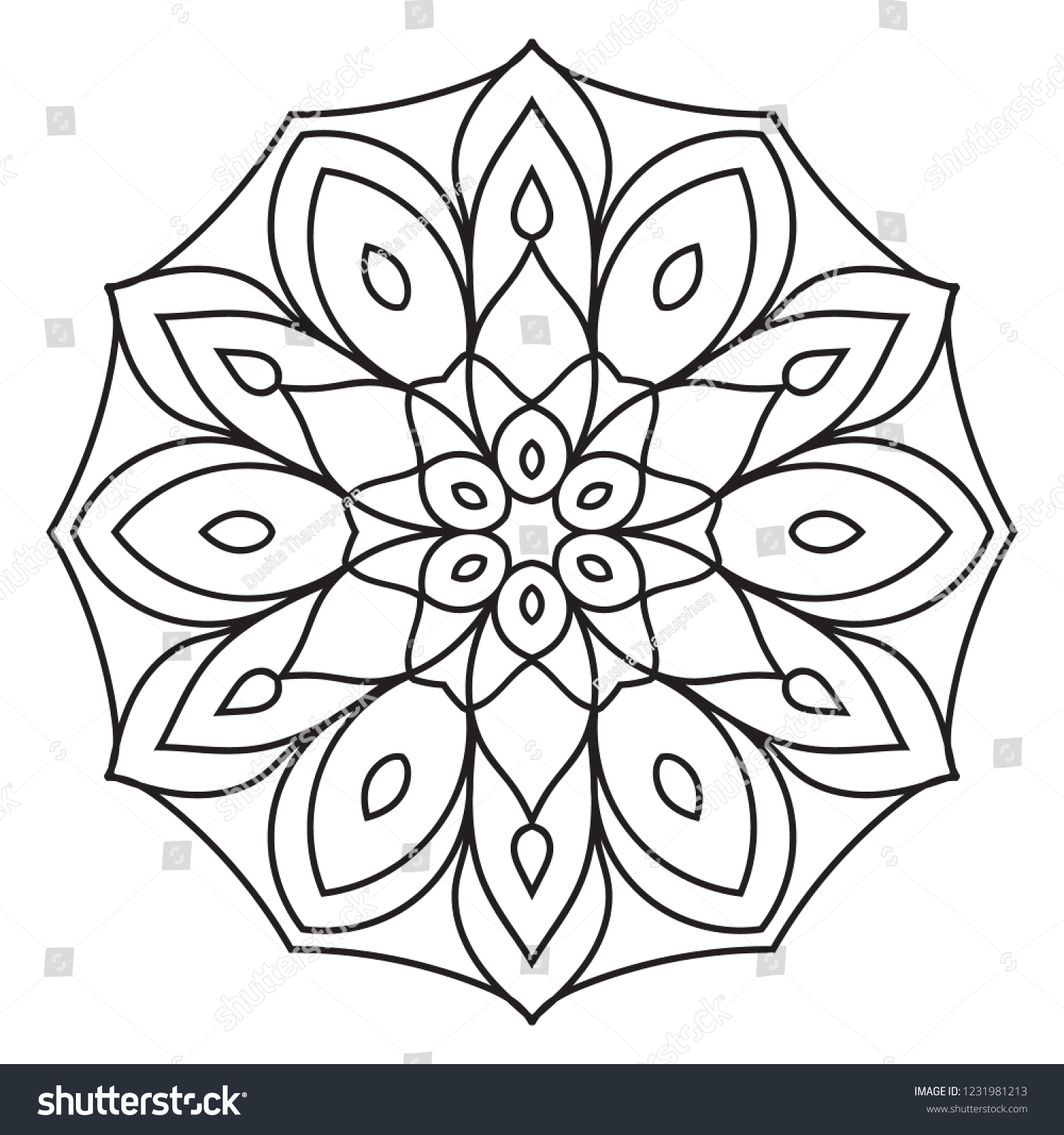 Easy Basic Simple Mandalas Beginners Senior Stock Illustration ...