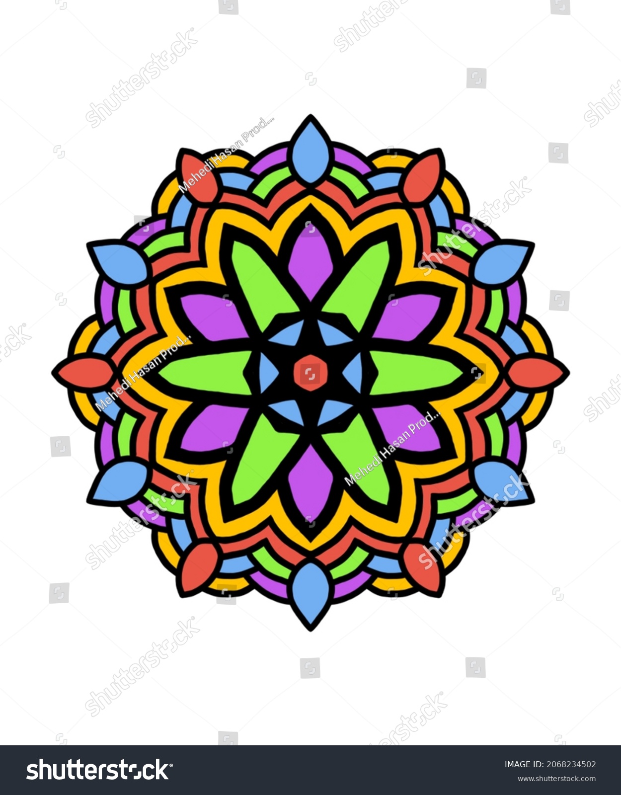 Easy Mandala Flower Coloring Page Kids Stock Illustration 2068234502 ...