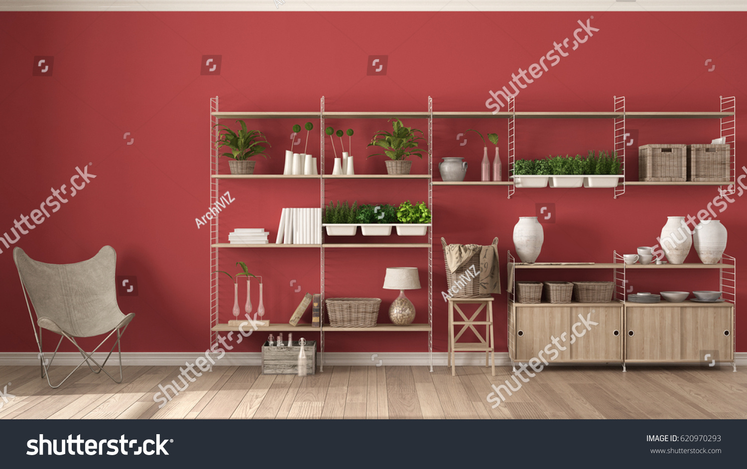 Eco Red Interior Design Wooden Bookshelf Beauty Fashion